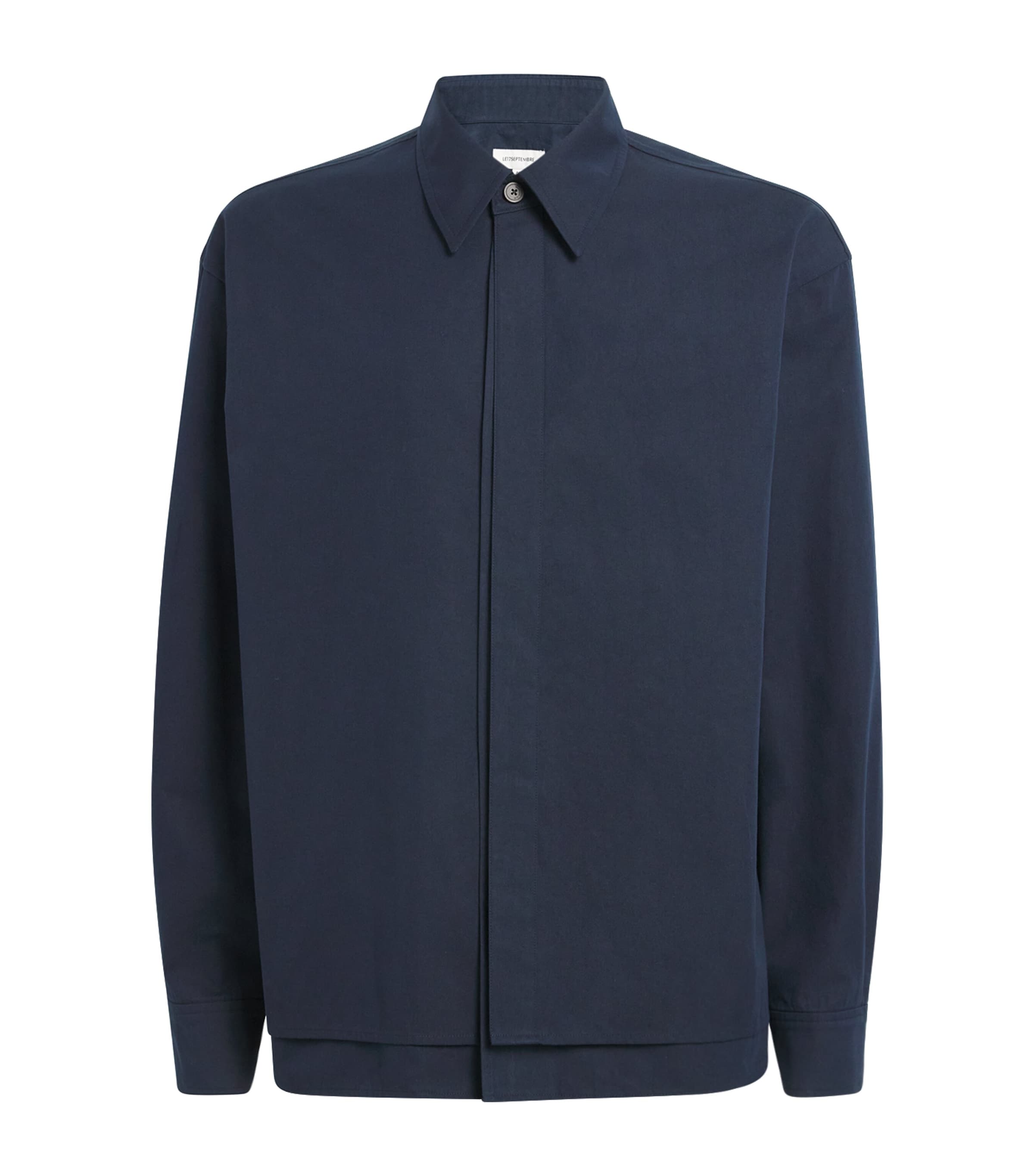 Le 17 Septembre Cotton-blend Double-layered Shirt In Blue