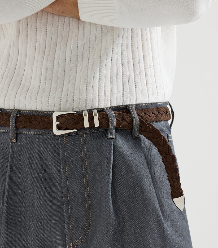 Brunello Cucinelli Mens Leather Braided Belt Image 2
