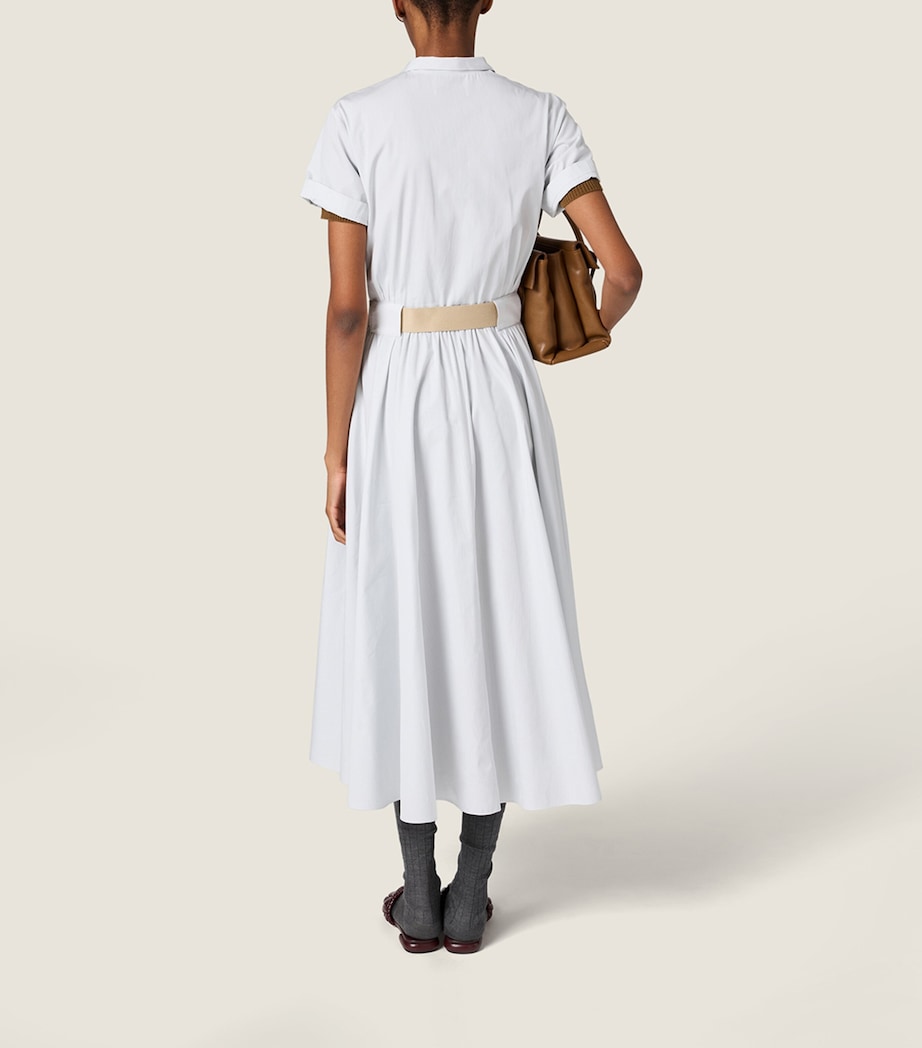 Miu Miu Womens Cotton Pinstripe Belted Midi Dress Image 3