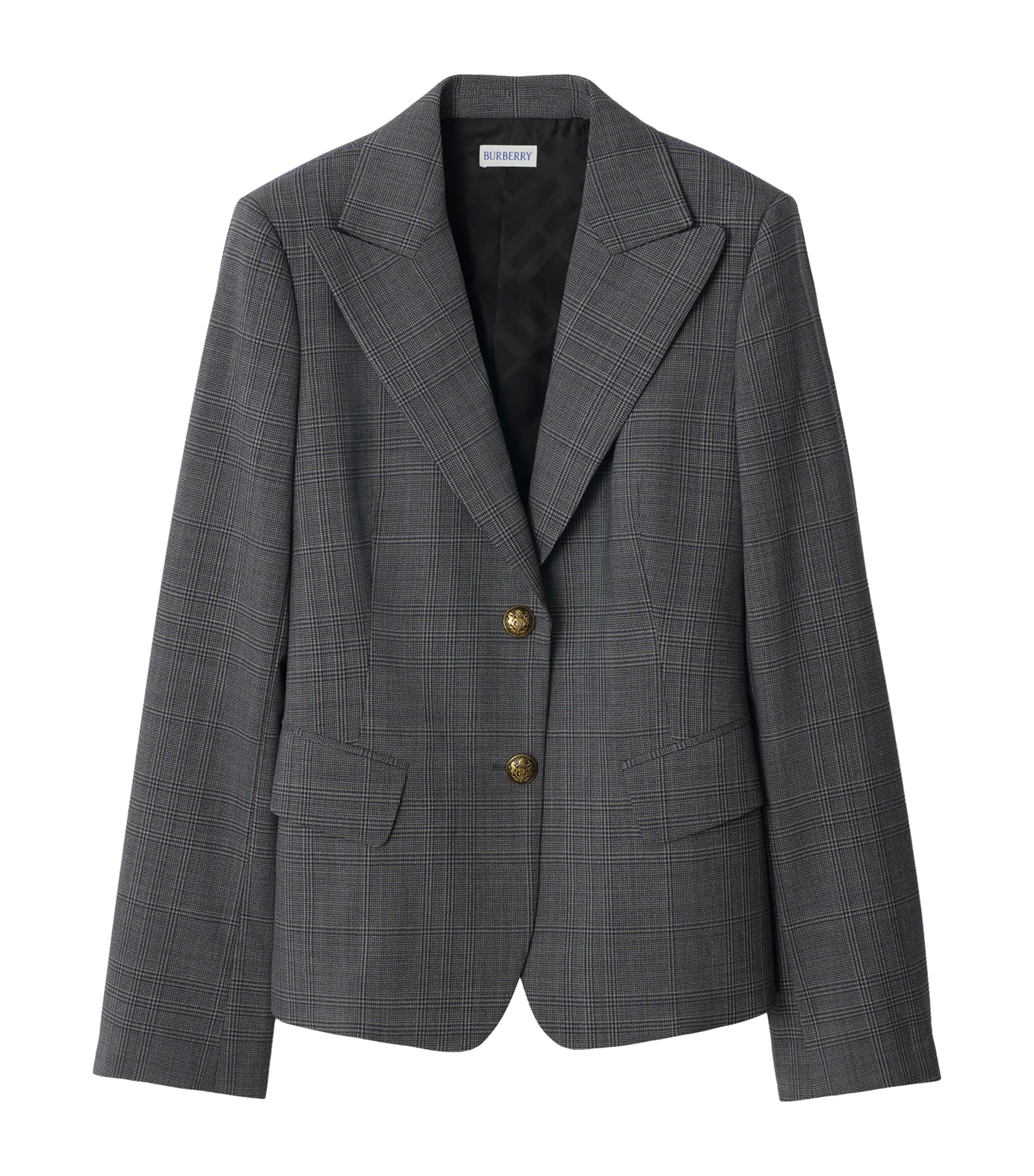 Burberry Wool Prince Of Wales Check Tailored Blazer In Gray