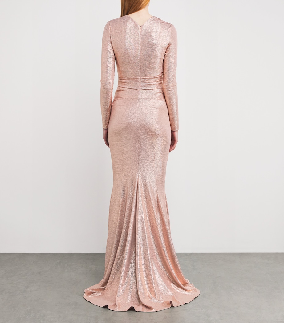 Metallic V-Neck Gown 126 BLUSH Image 3