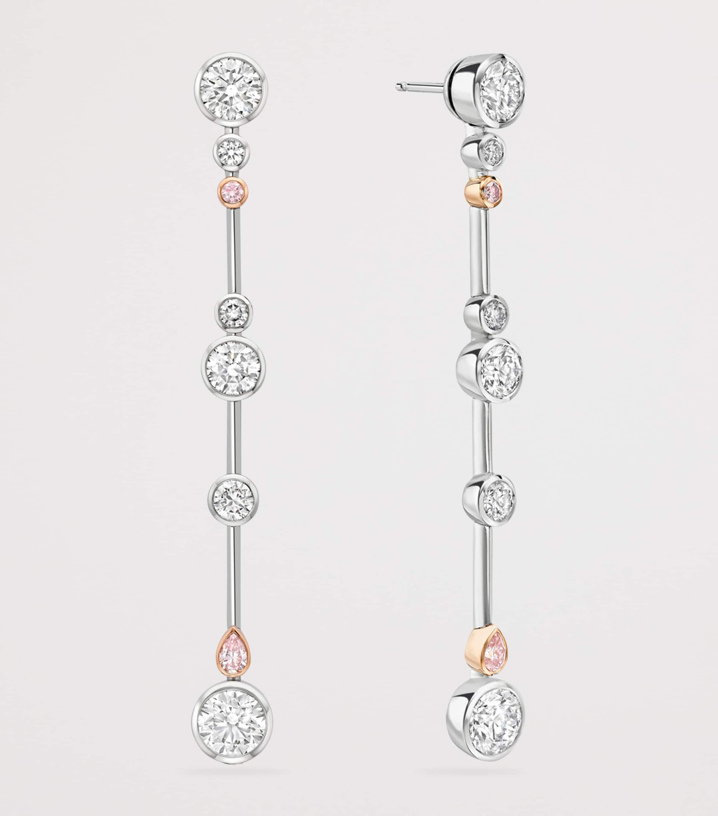 Platinum, Rose Gold and Diamond Raindance Earrings SILVER Image 3