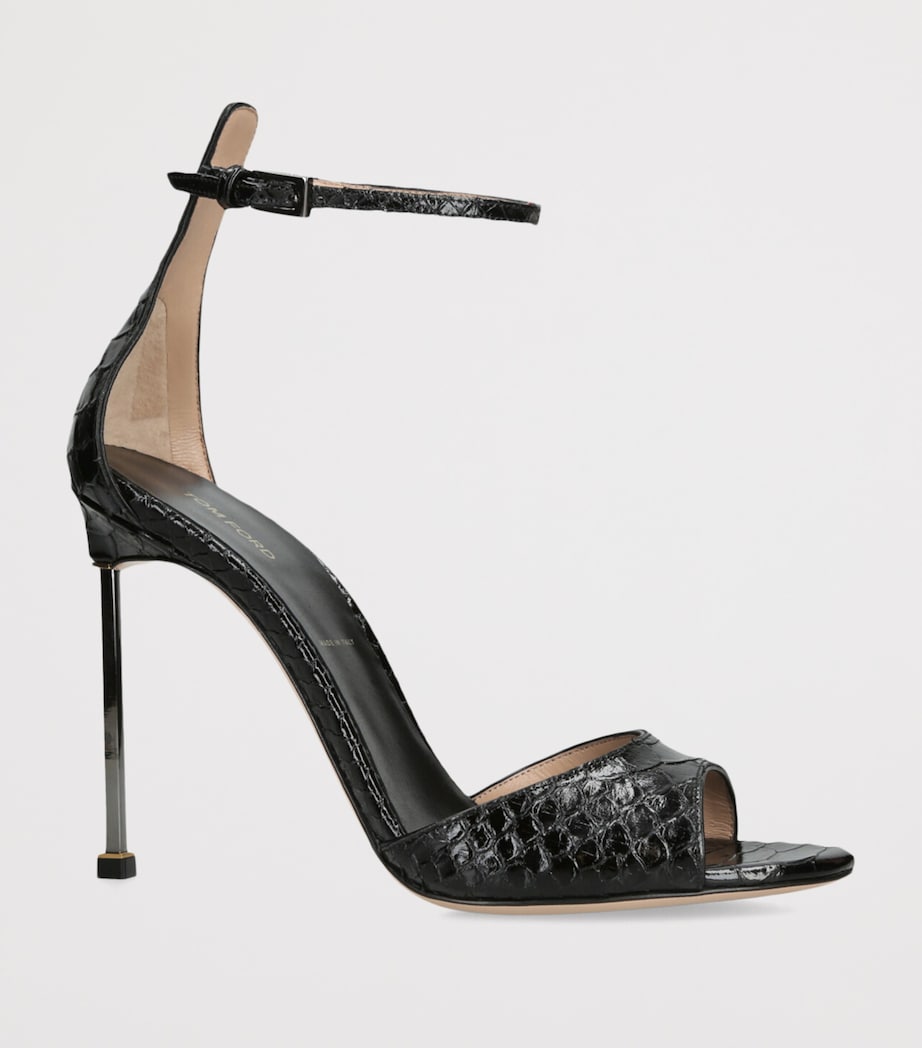 Leather Pin-Heel Sandals 105 BLACK Image 3