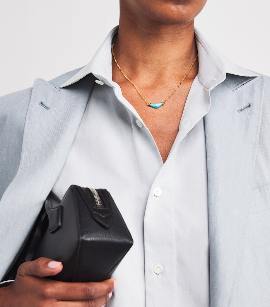 Yellow Gold, Turquoise and Diamond N*93 Karma Necklace YELLOW GOLD Image 2