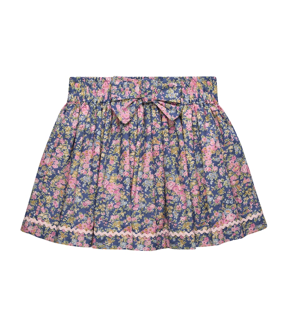 Trotters Cotton Tatum Floral Skirt (2-11 Years) Blue Image 1