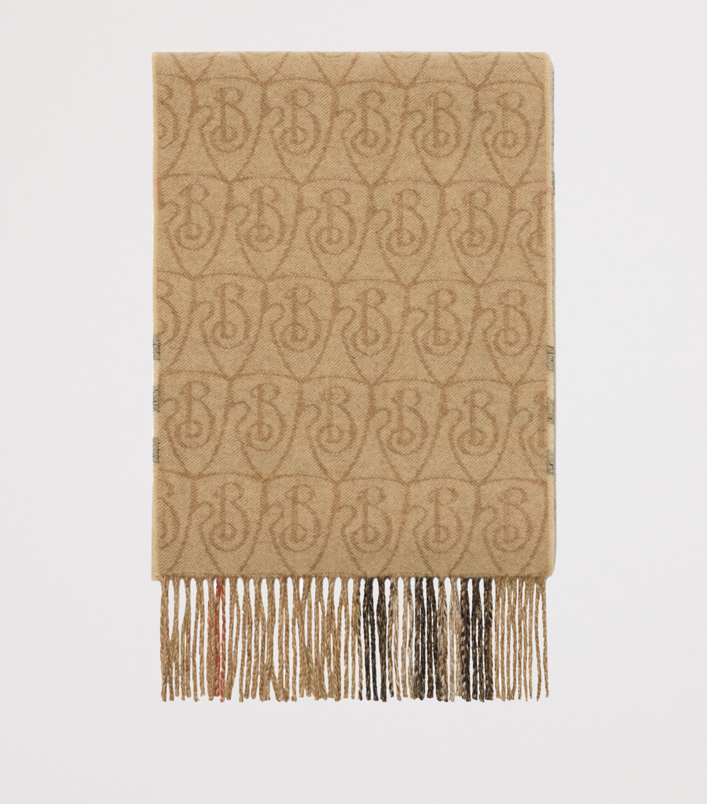 Cashmere Reversible B Shield Scarf SAND Image 2