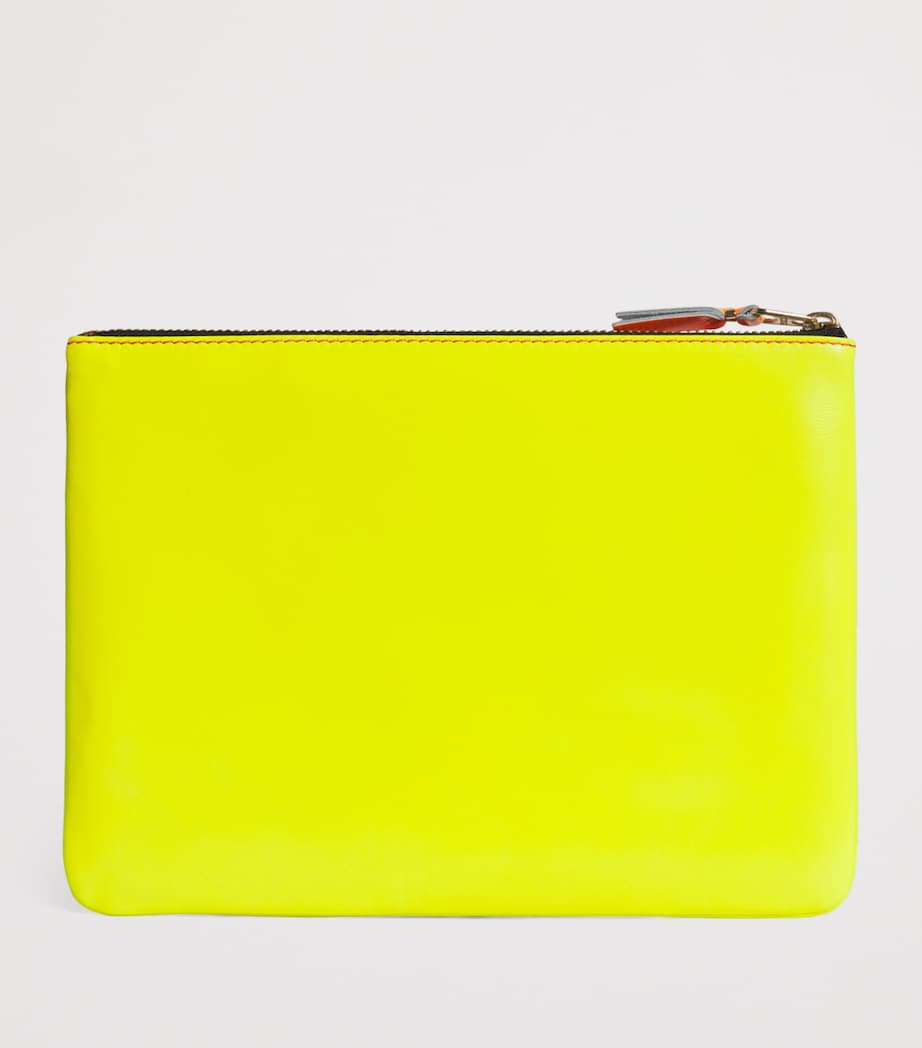 Large Leather Super Fluo Pouch 5 - PINK / YELLOW Image 2