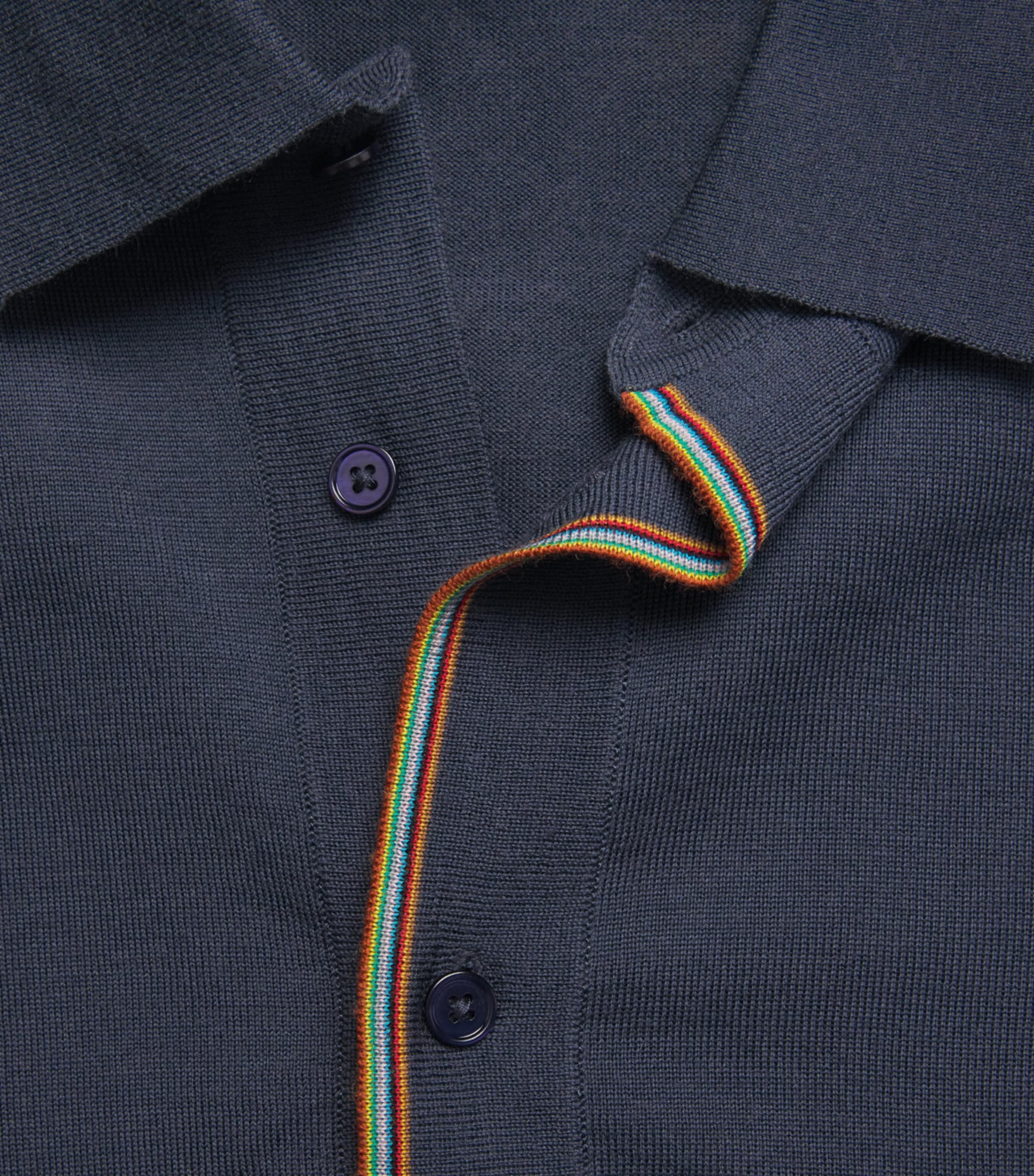 Merino Wool Signature Stripe Cardigan GREY-76 Image 5