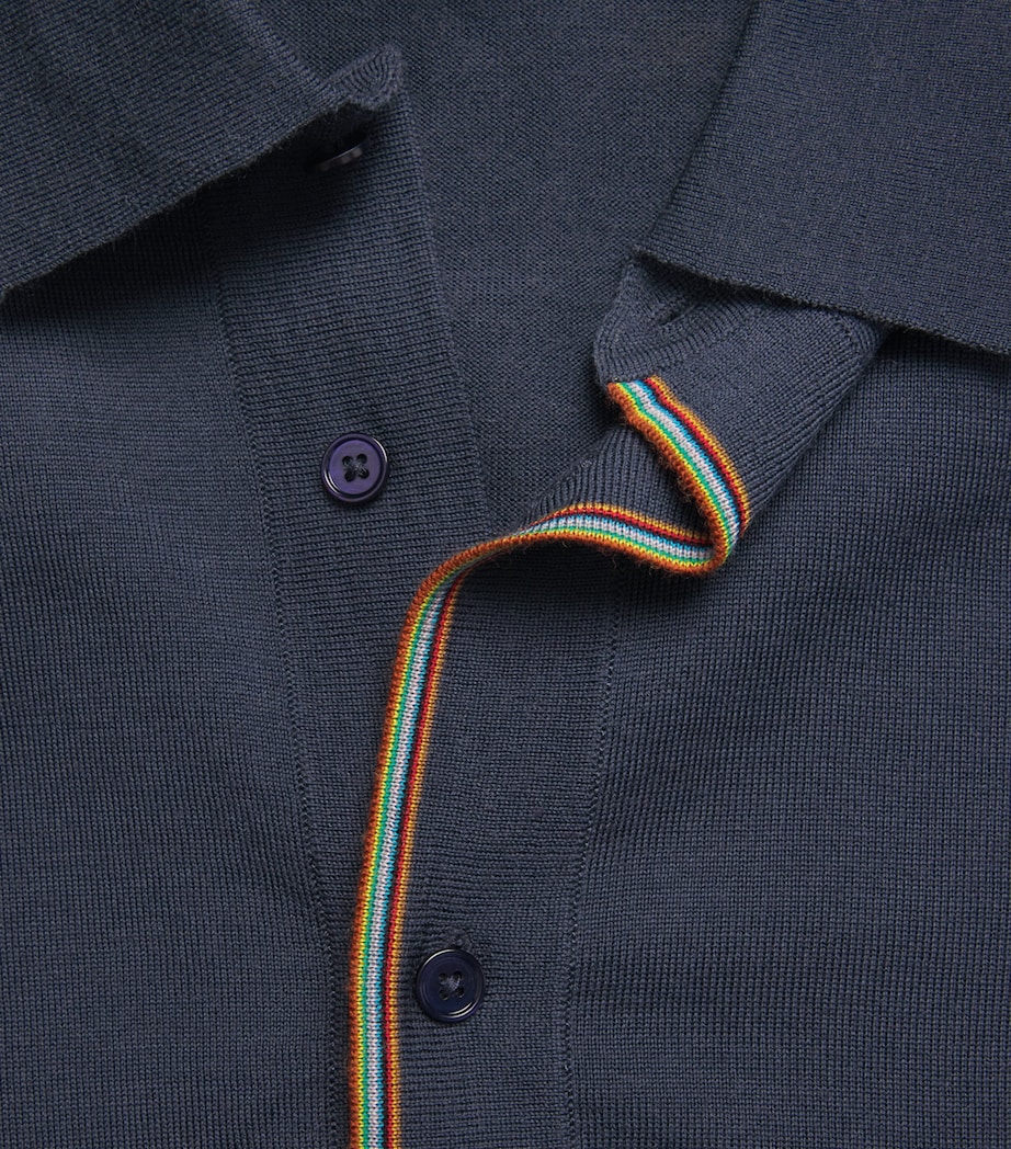 Merino Wool Signature Stripe Cardigan GREY-76 Image 5