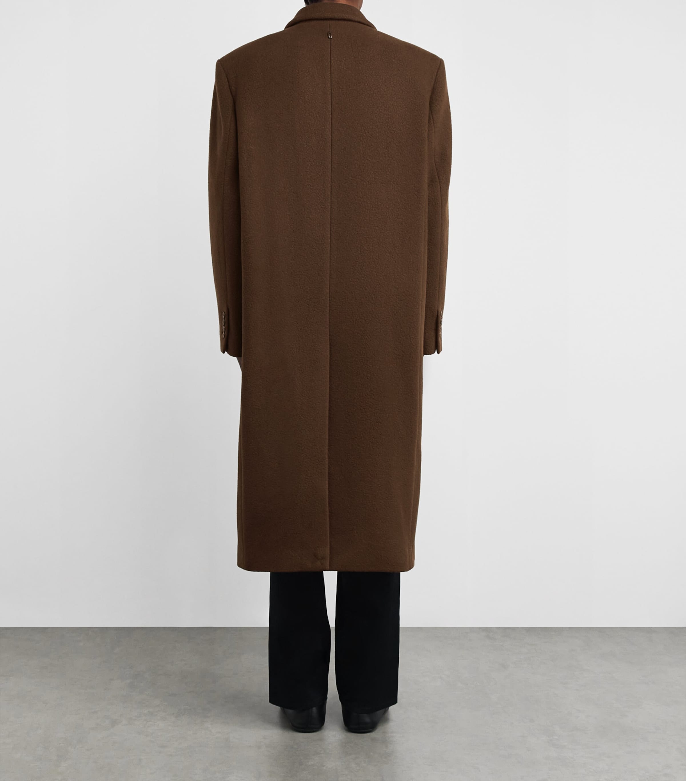 Le 17 Septembre Mens Wool-Blend Double-Breasted Coat Brown Image 4