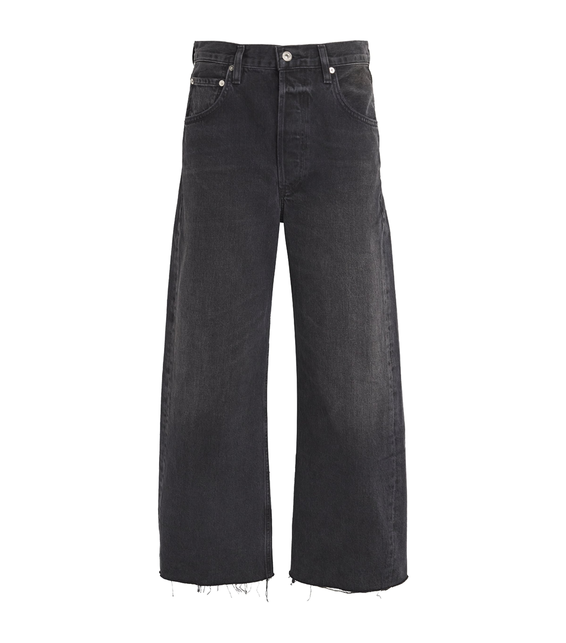 Citizens Of Humanity Raw-hem Ayla Cropped Jeans In Black