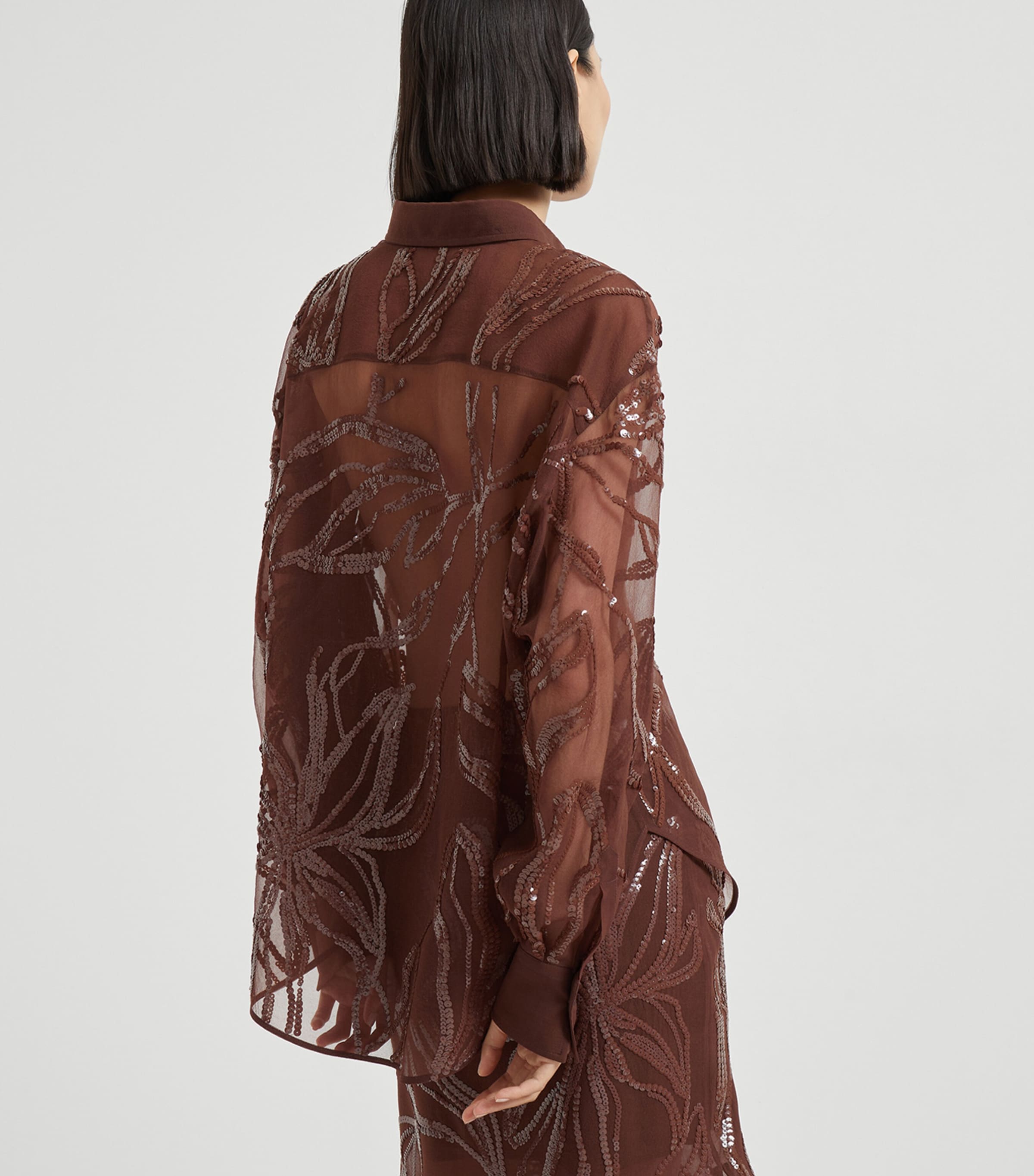 Silk Floral-Embroidery Shirt C4193 Image 5