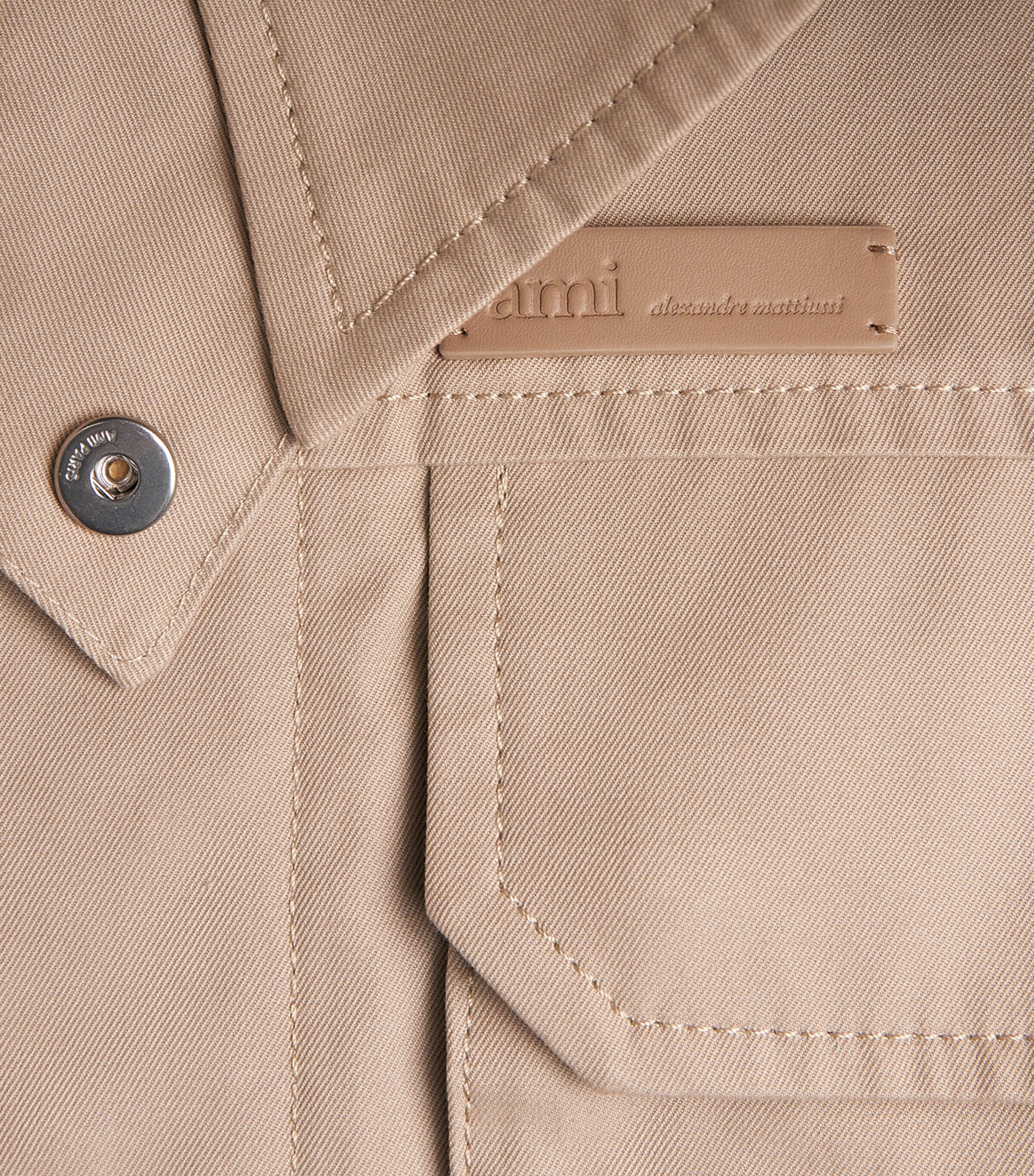 AMI Paris Mens Cotton Gabardine Jacket Cafe Creme Image 5