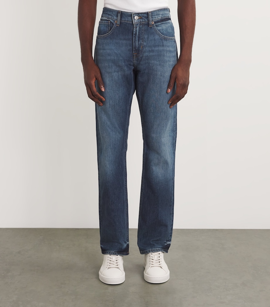 7 For All Mankind Mens Straight Jeans Mid Blue Image 3