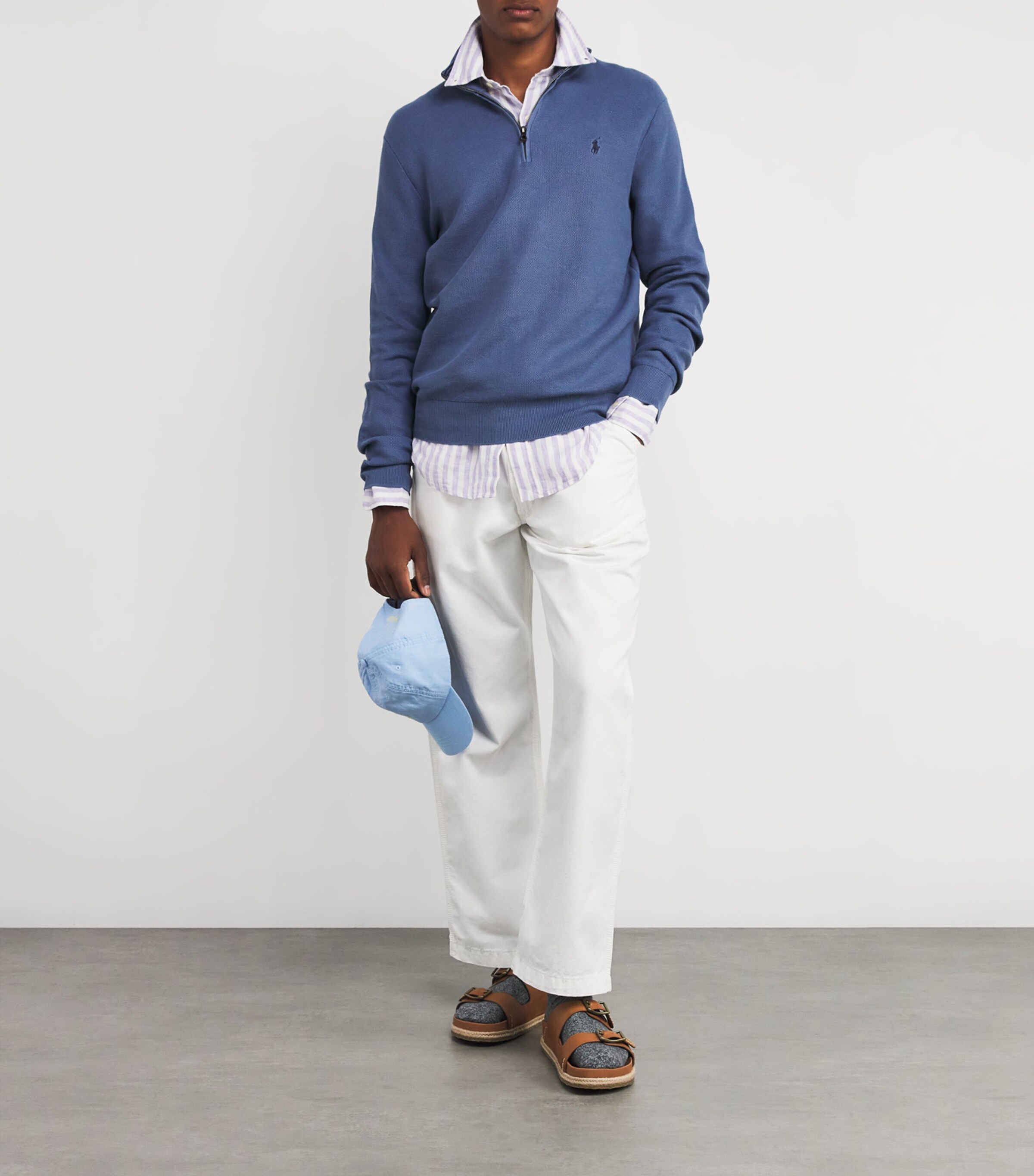 Cotton Quarter-Zip Sweatshirt BLUE Image 2