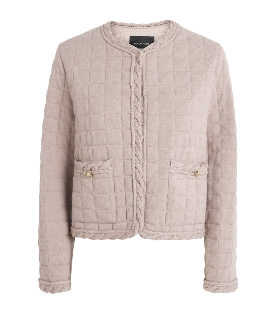 Fabiana Filippi Womens Wool-Silk-Cashmere Quilted Jacket Moka Meringa Image 1