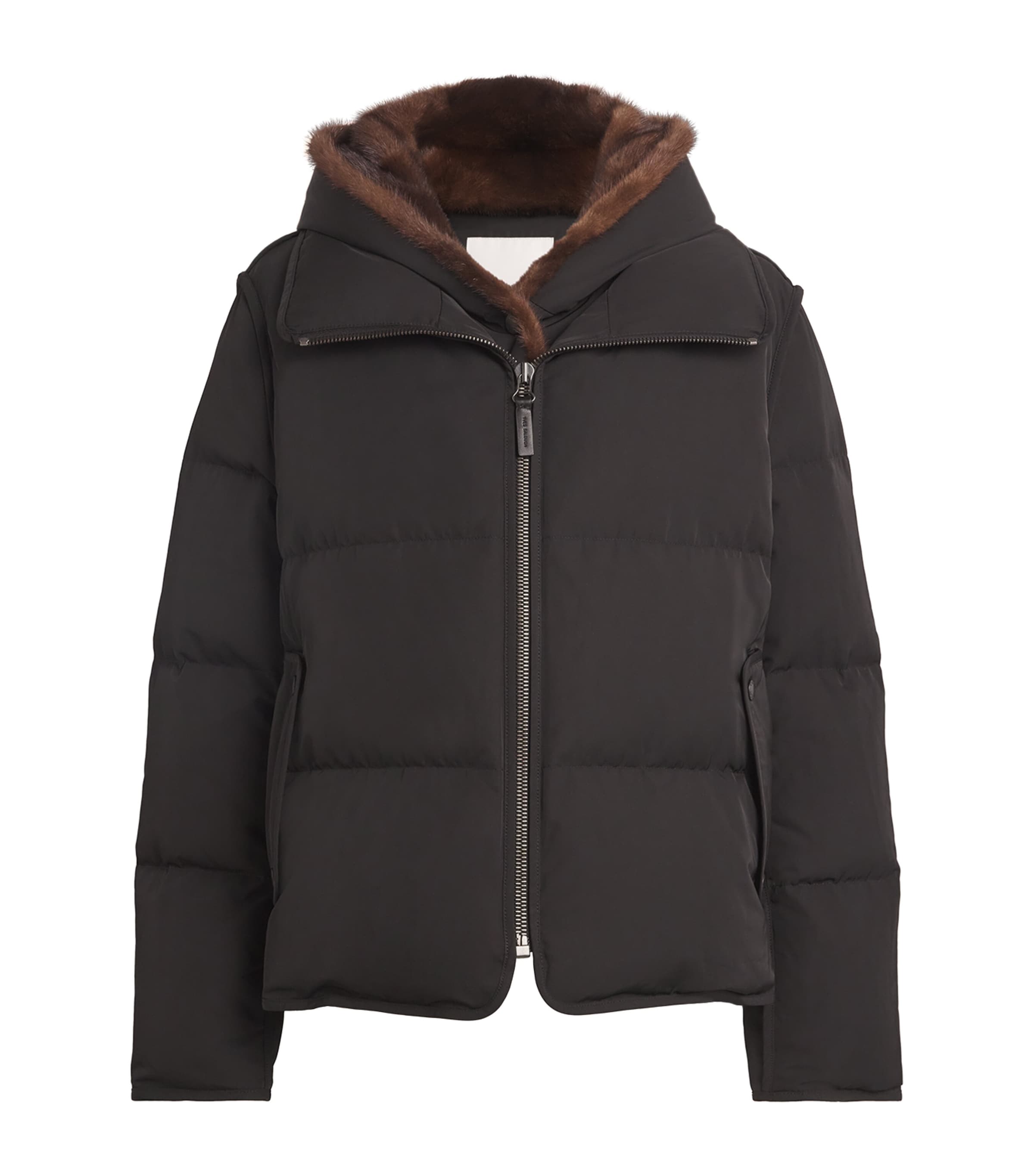 Yves Salomon Down-mink Technical Puffer Jacket In Black