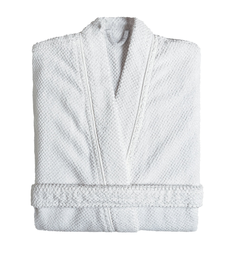GRACCIOZA Bee Waffle Bathrobe (Small/Medium) White Image 1