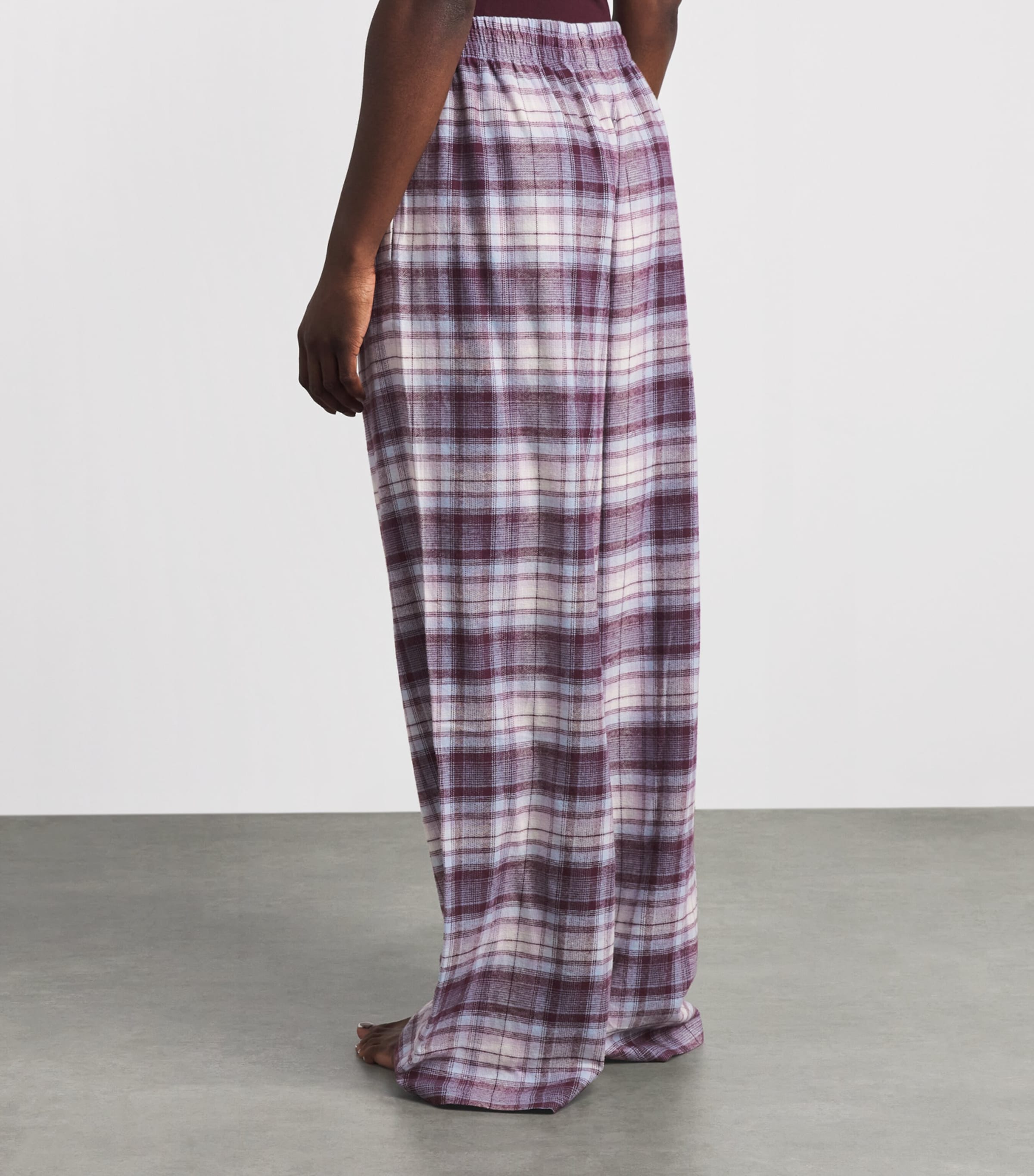 Skims Womens Cotton Check Pyjama Bottoms Iris Mica Plaid Image 5
