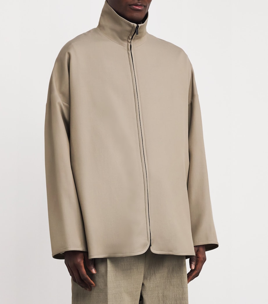 Virgin Wool-Blend High-Neck Jacket DUSTY BEIGE Image 3