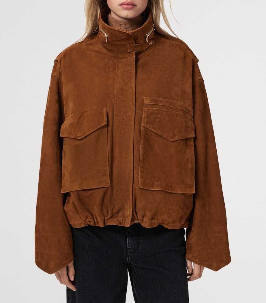 Suede Clay Bomber Jacket COGNAC BROWN Image 3