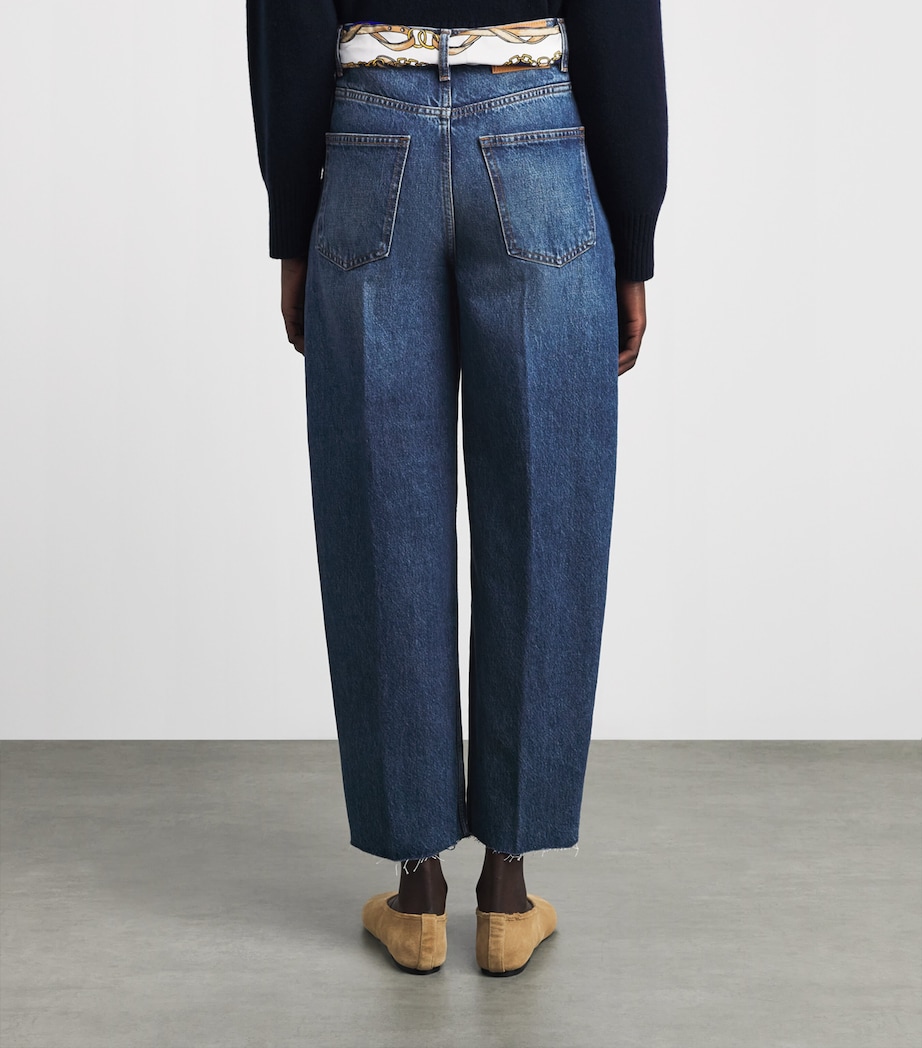 Maje Womens Scarf-Detail Barrel Jeans Blue Image 5