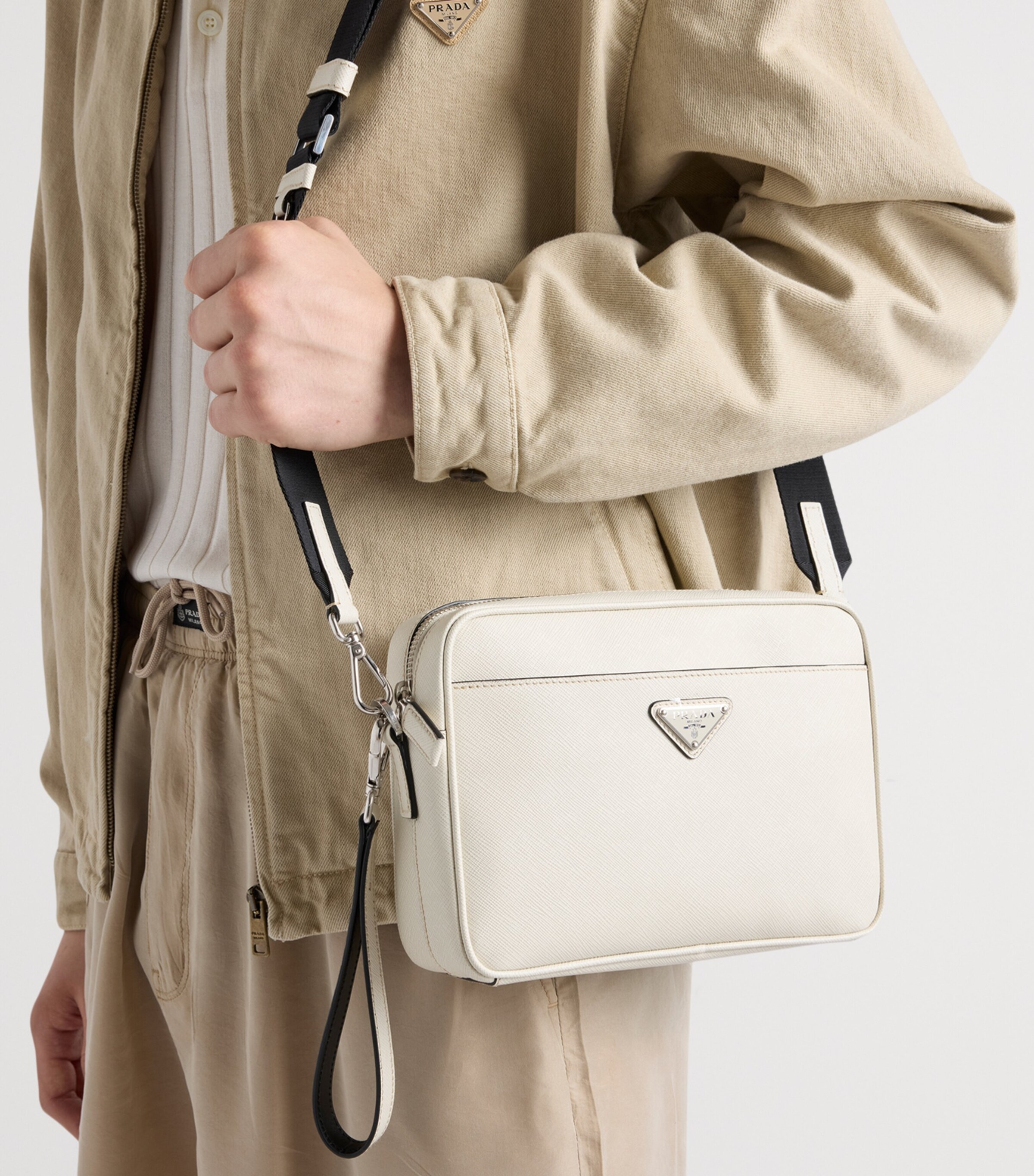 Prada Leather Cross-Body Bag Neutral Image 8