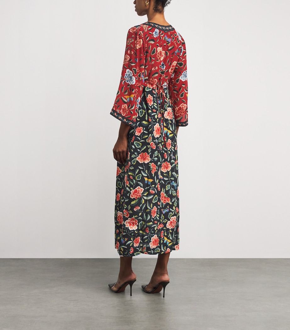 Silk Dahlia Maxi Dress BUTTERFLY MIX BLACK Image 3