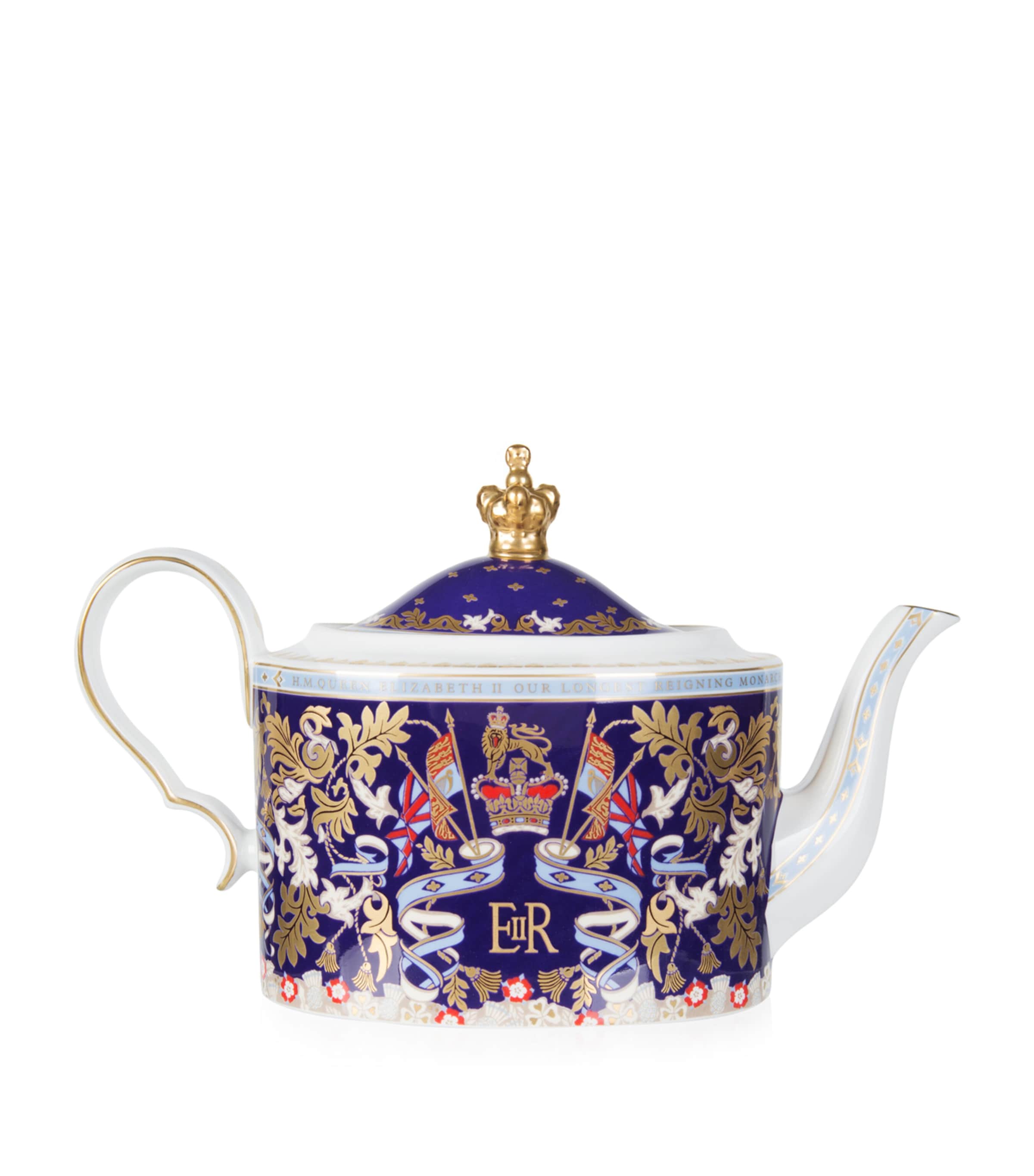 Harrods Hm Queen Elizabeth Ii Teapot In Blue