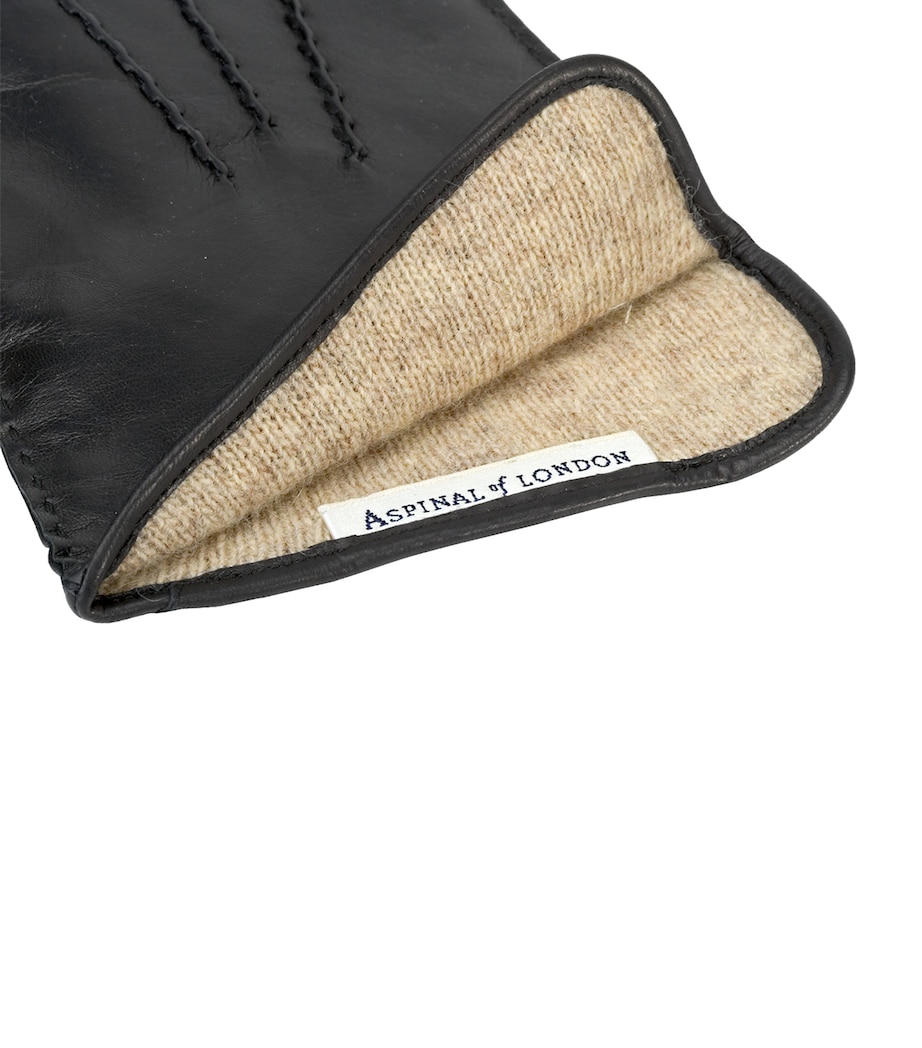 Men's Wool-Cashmere Lined Leather Gloves (Large) BLACK Image 4