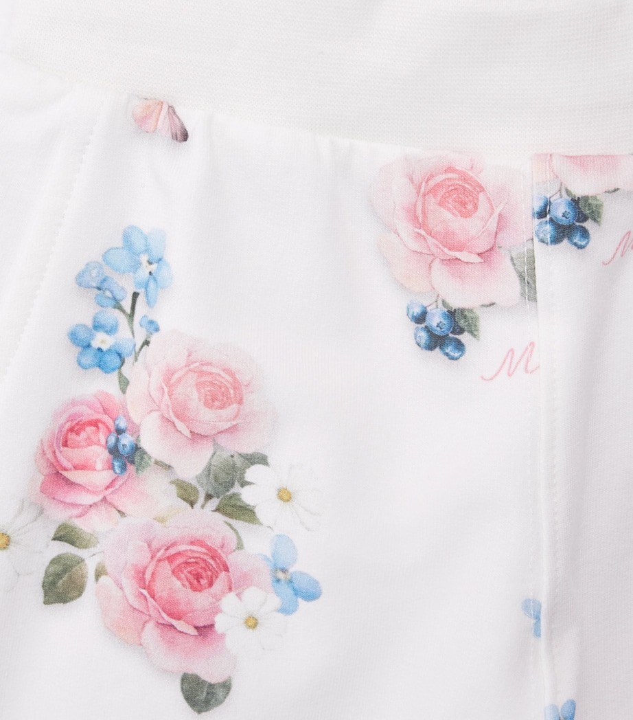 Monnalisa Floral and Butterfly Leggings (3 Months-3 Years) Optical White Image 4