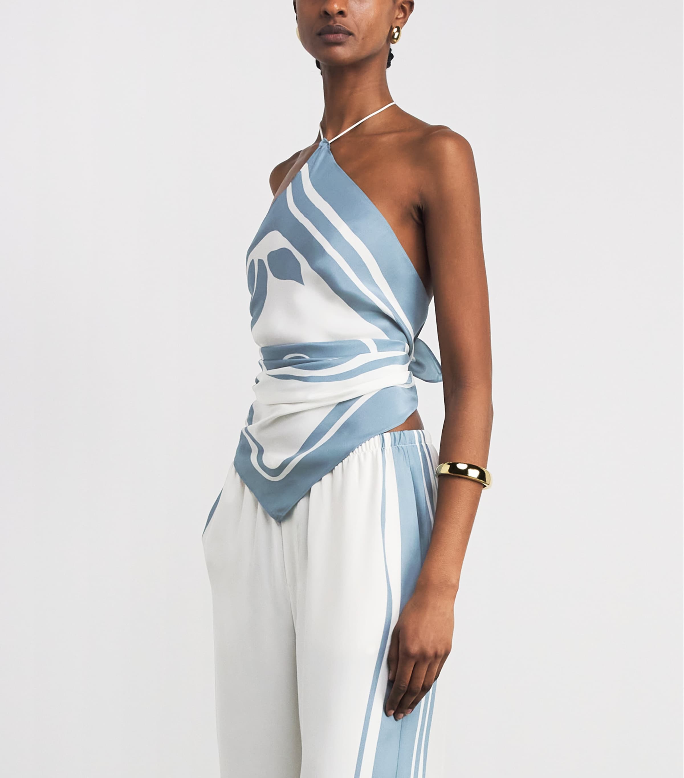 SIR. Womens Silk Halterneck Lilou Scarf Top Liora Blue Image 4