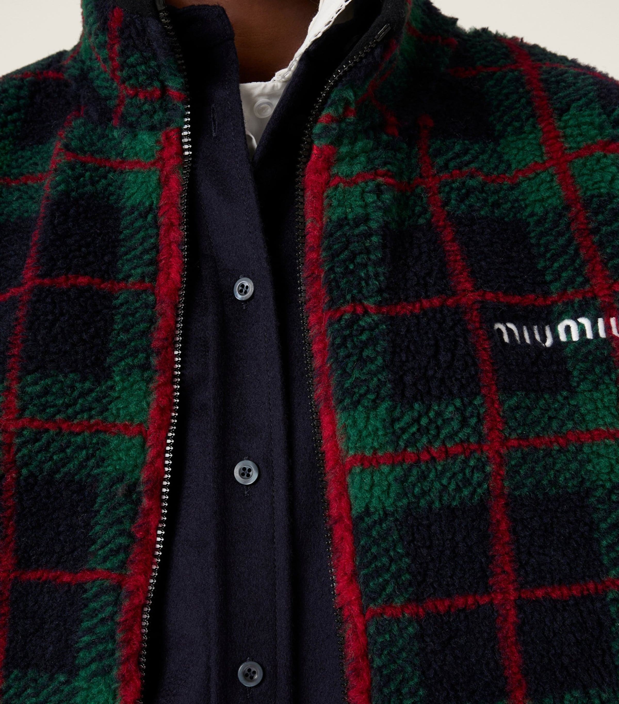 Fleece Check Zip-Up Jacket F0D3Z Image 4