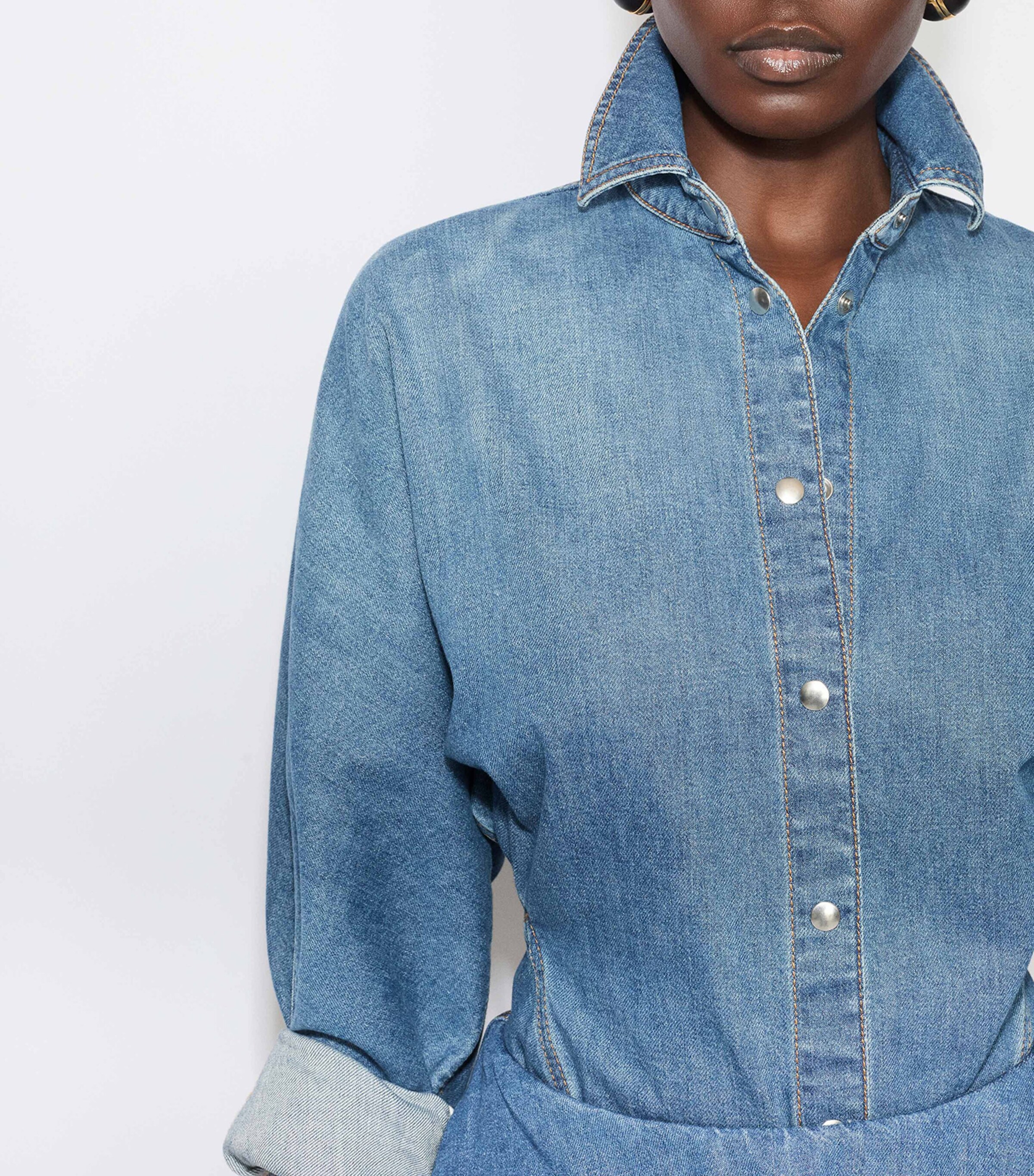 Curved Denim Shirt BLEU MINERAL Image 6
