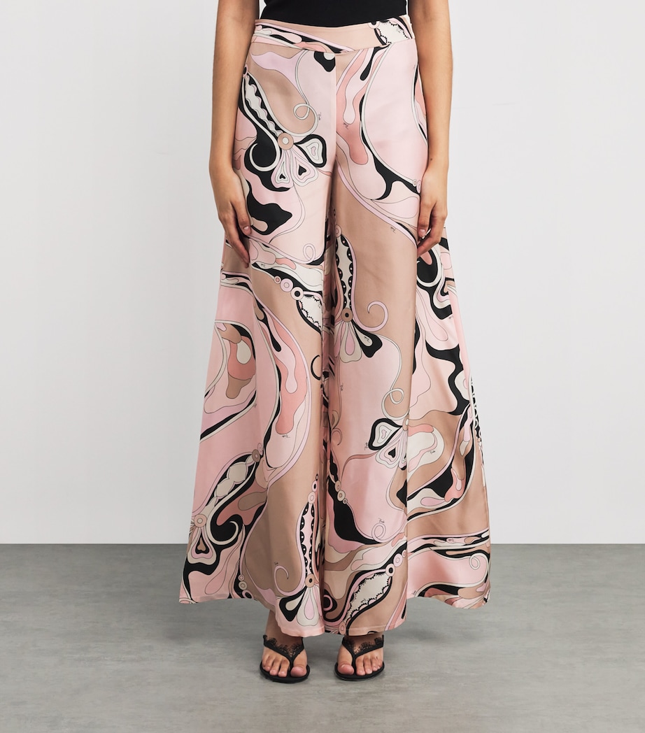 Silk Twill Orchidee Print Trousers 023 NUDE Image 3