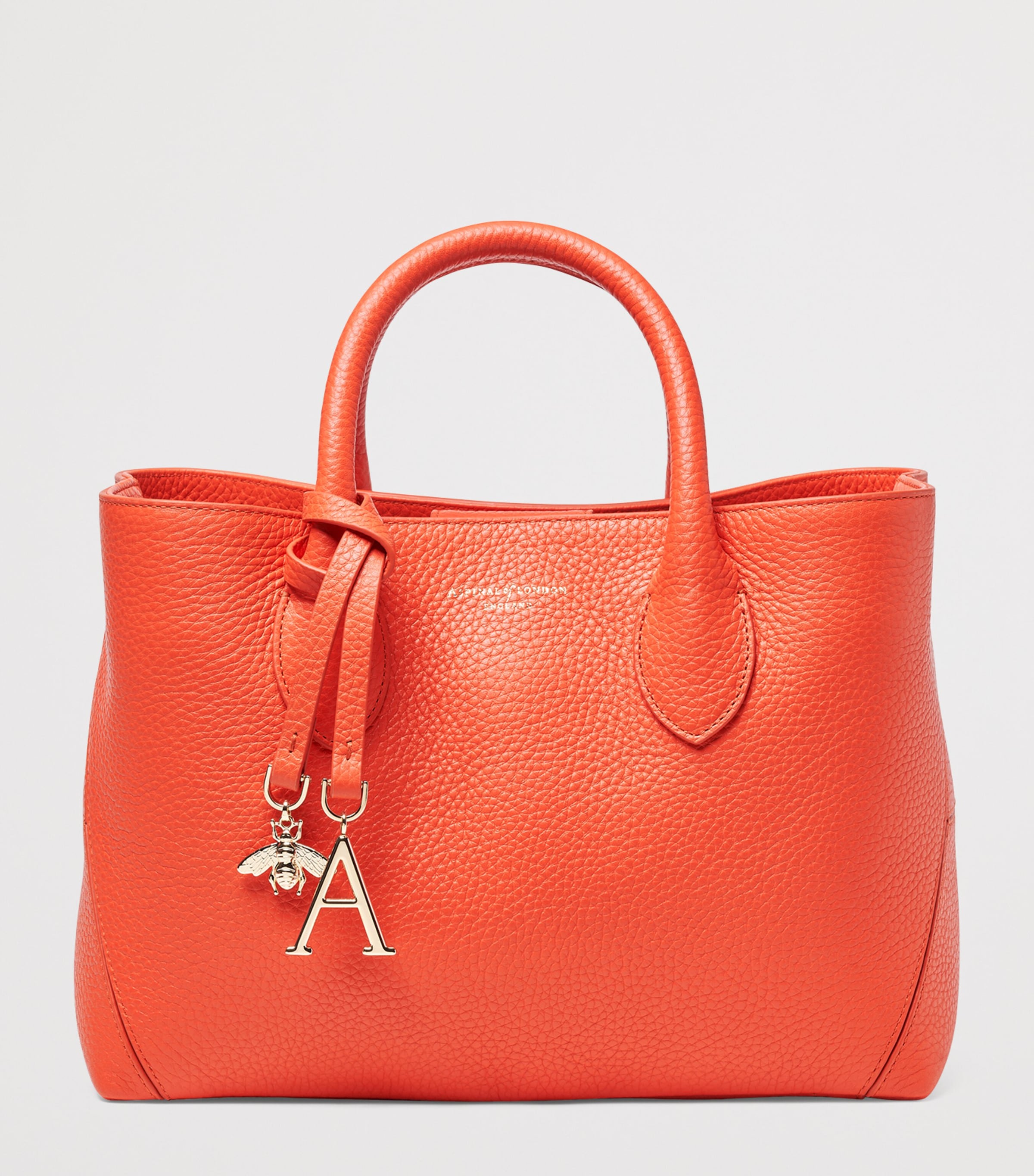 Aspinal Of London Medium Leather London Tote Bag Coral Image 3