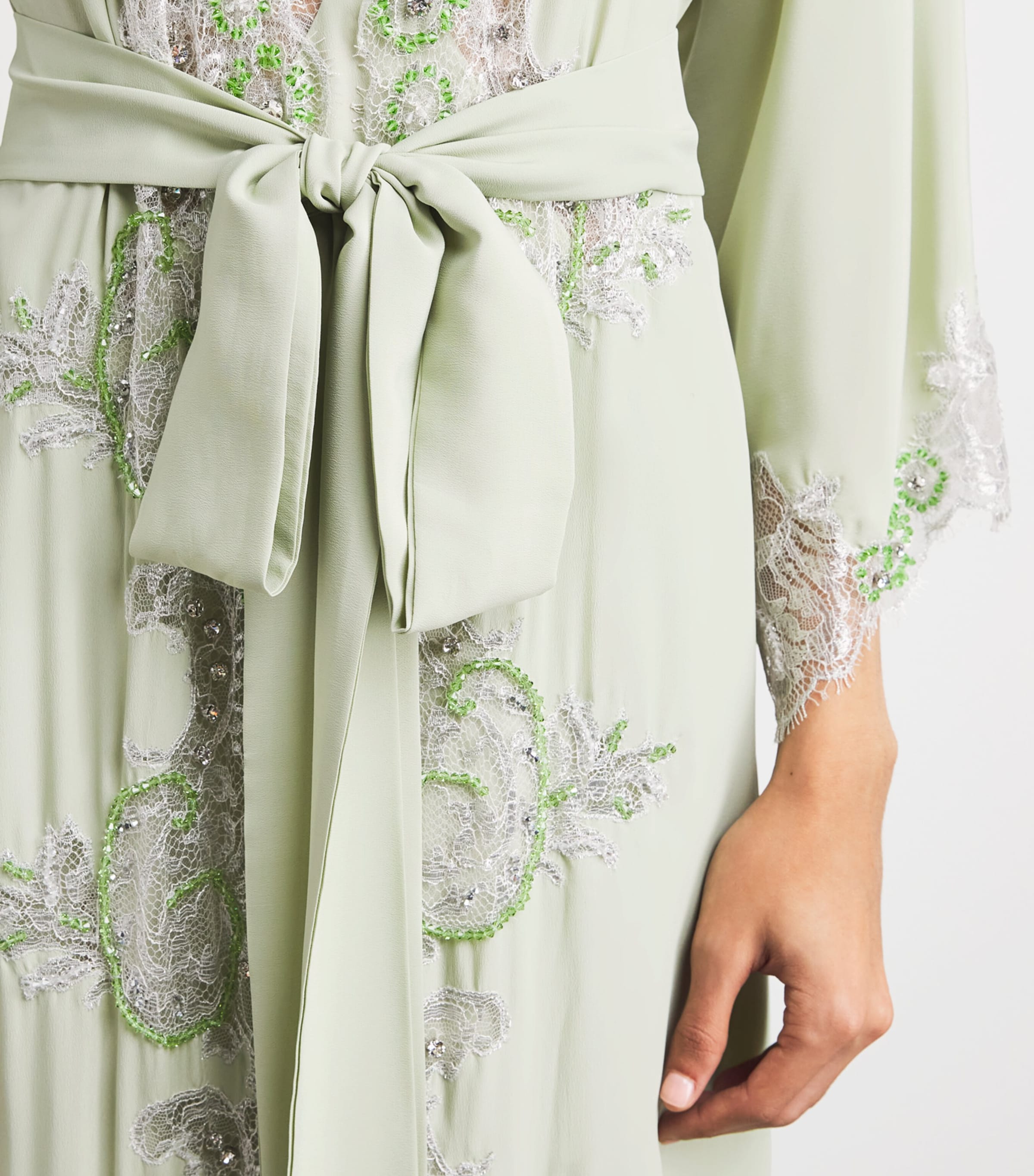 Rosamosario Womens Silk Georgette Regina Effat Robe Pistacchio Green Image 3
