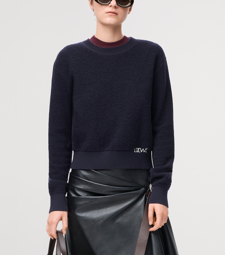 Wool-Blend Embroidered Sweater NAVY BLUE Image 3