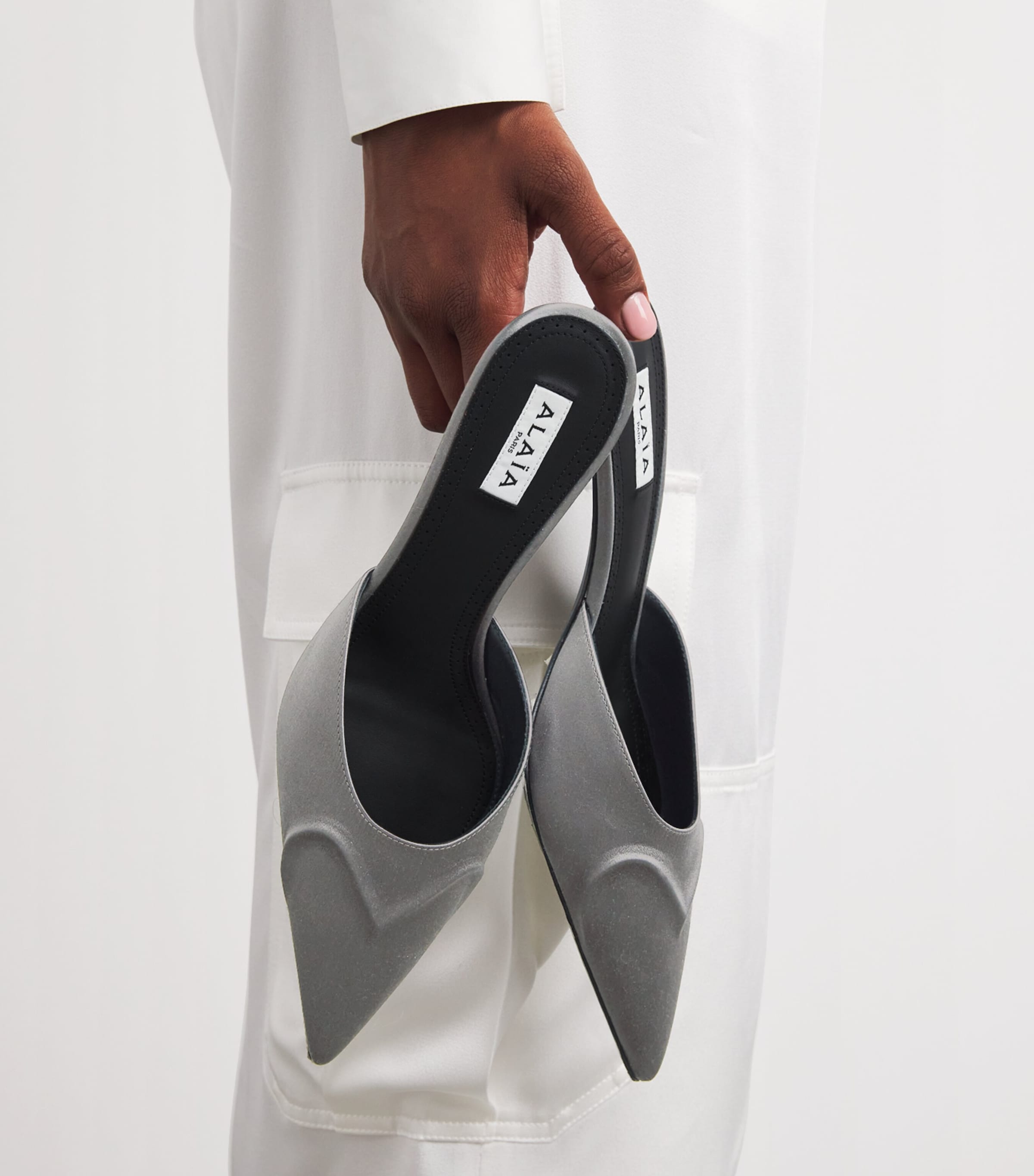 Satin Heeled Mules 55 TAUPE Image 5