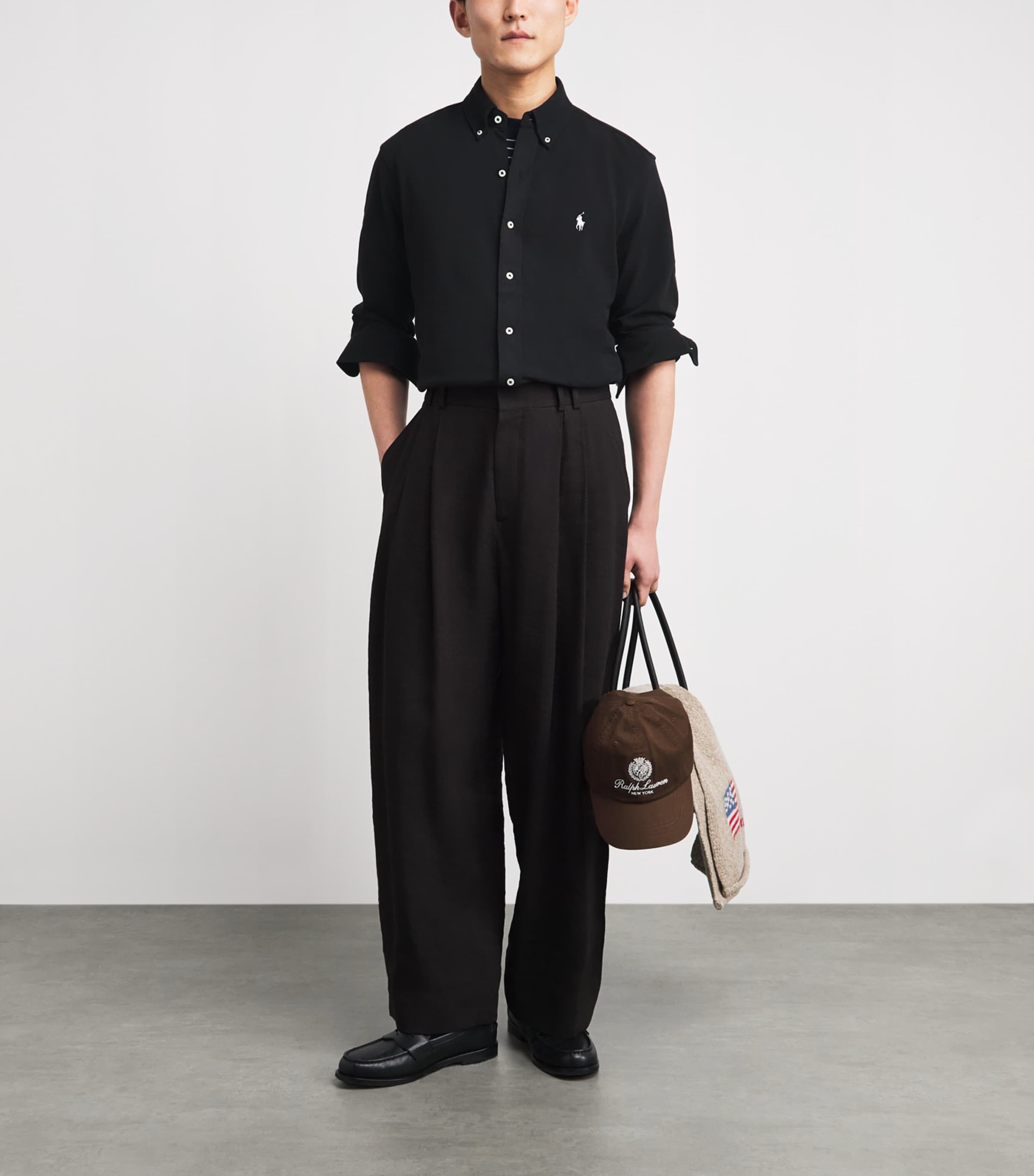 Polo Ralph Lauren Mens Cotton Featherweight Mesh Shirt Polo Black Image 2