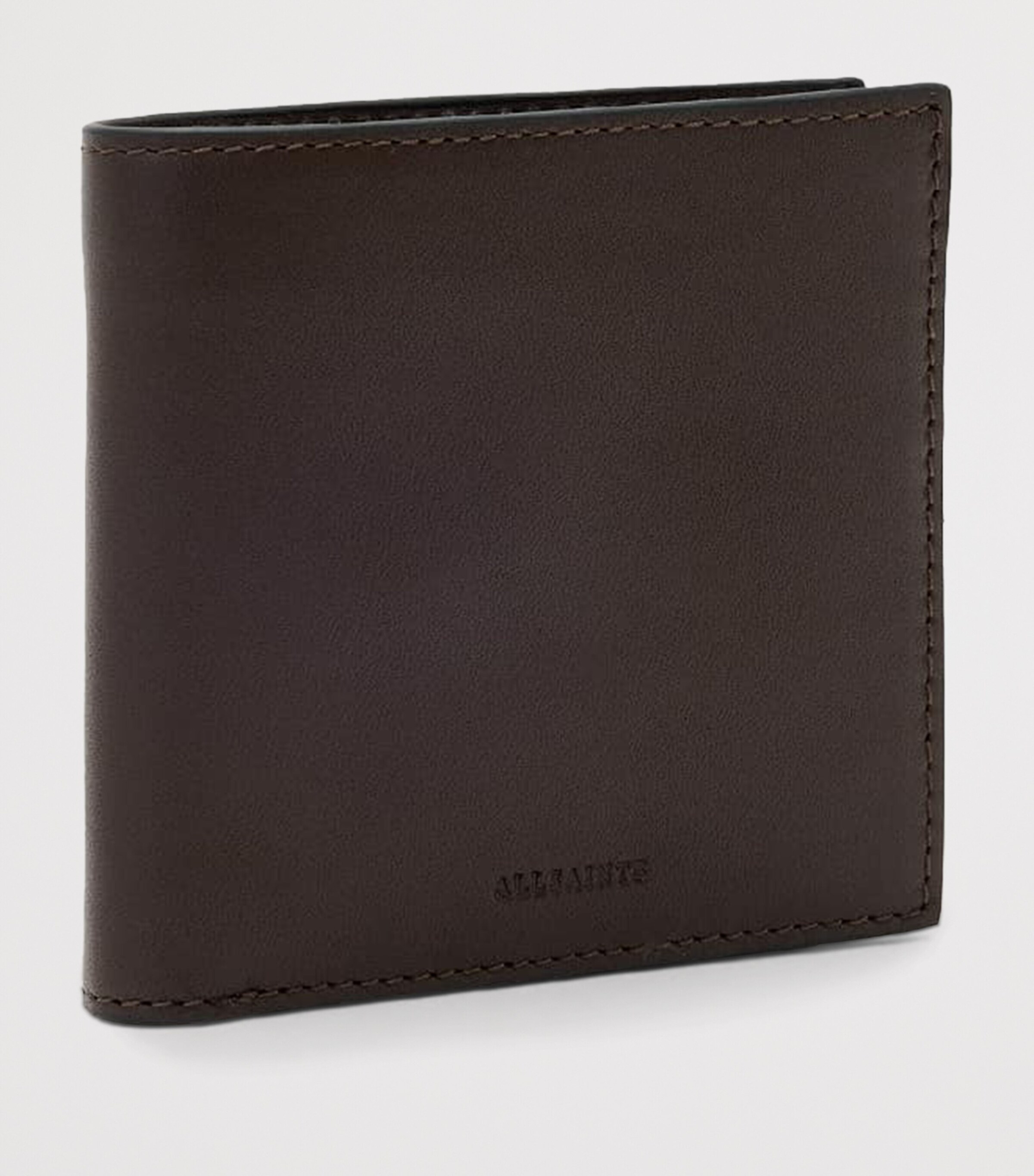 AllSaints Calfskin Delph Bifold Wallet Bitter Brown Image 3