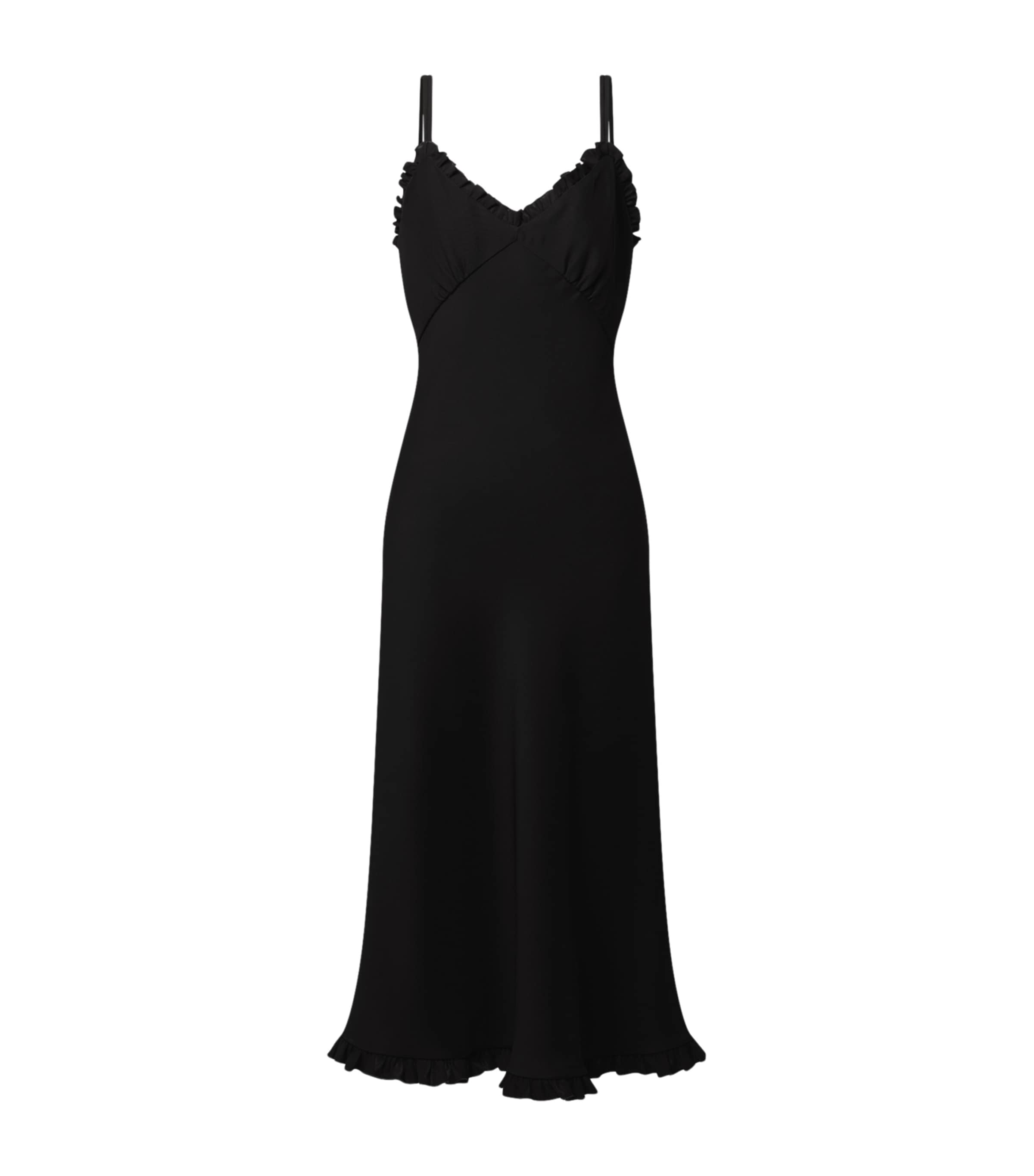 LOUIS VUITTON Womens Sleeveless Ruffled Midi Dress Black Image 1