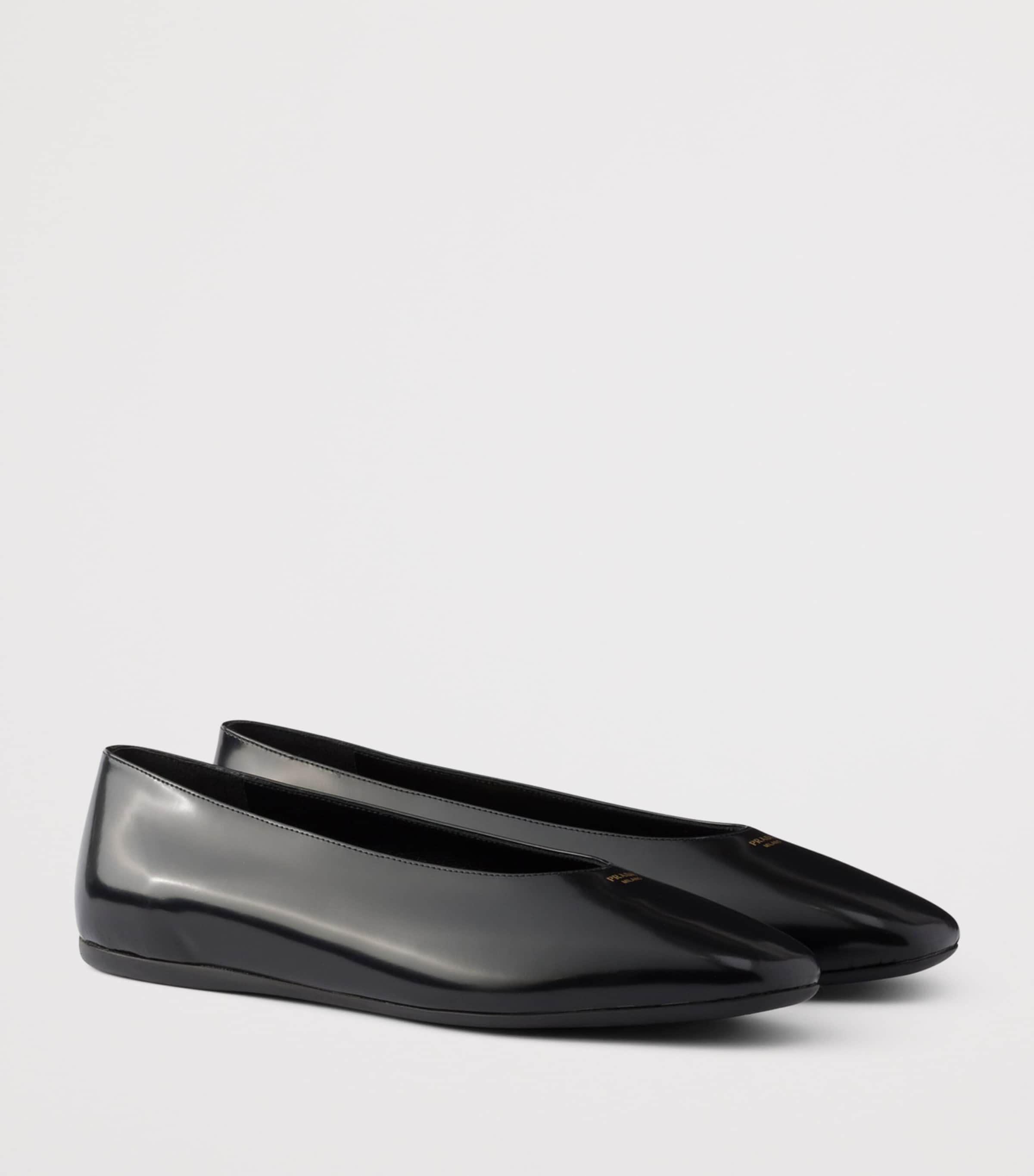Prada Leather Logo Ballet Flats Black Image 2