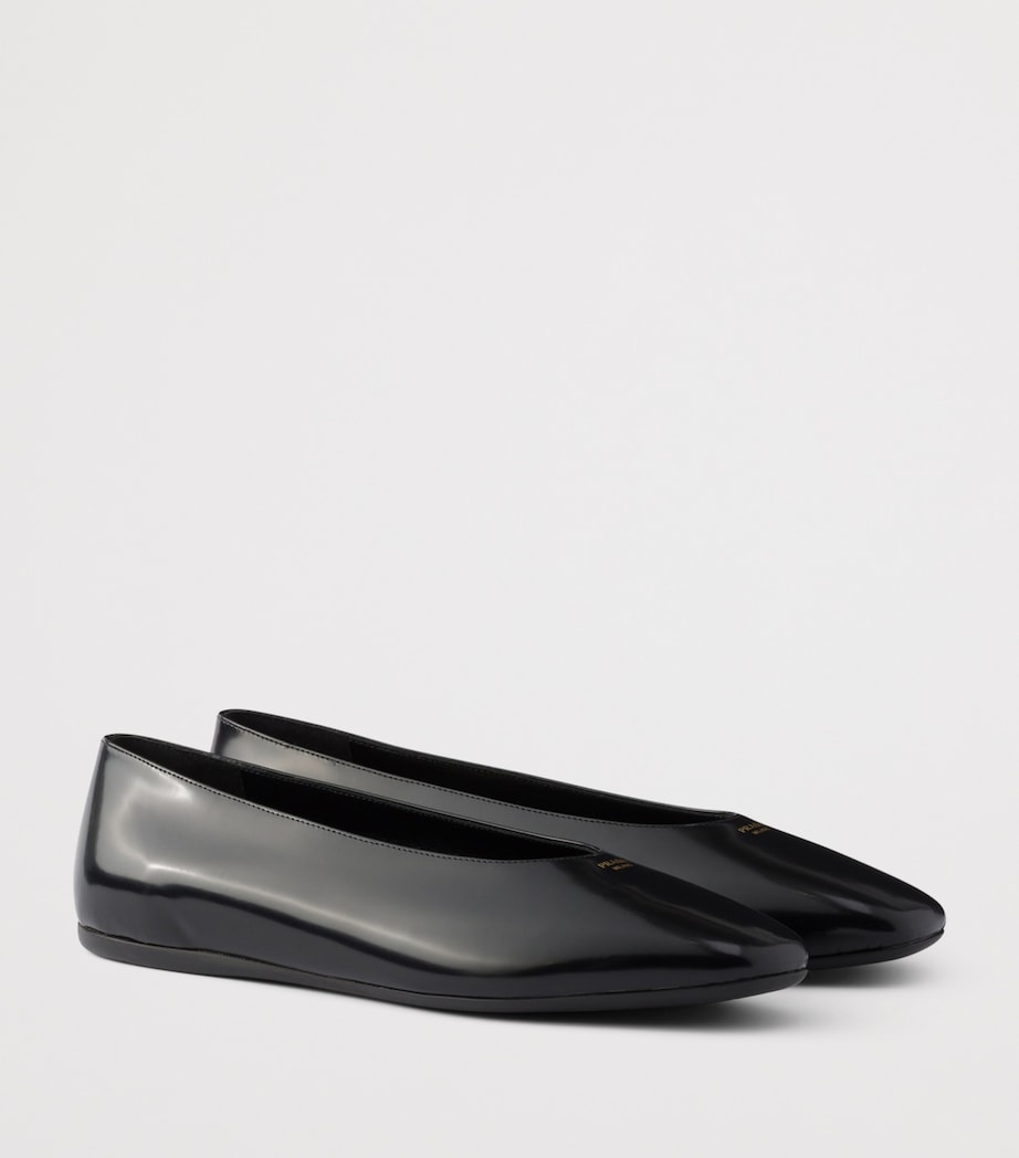 Prada Leather Logo Ballet Flats Black Image 2