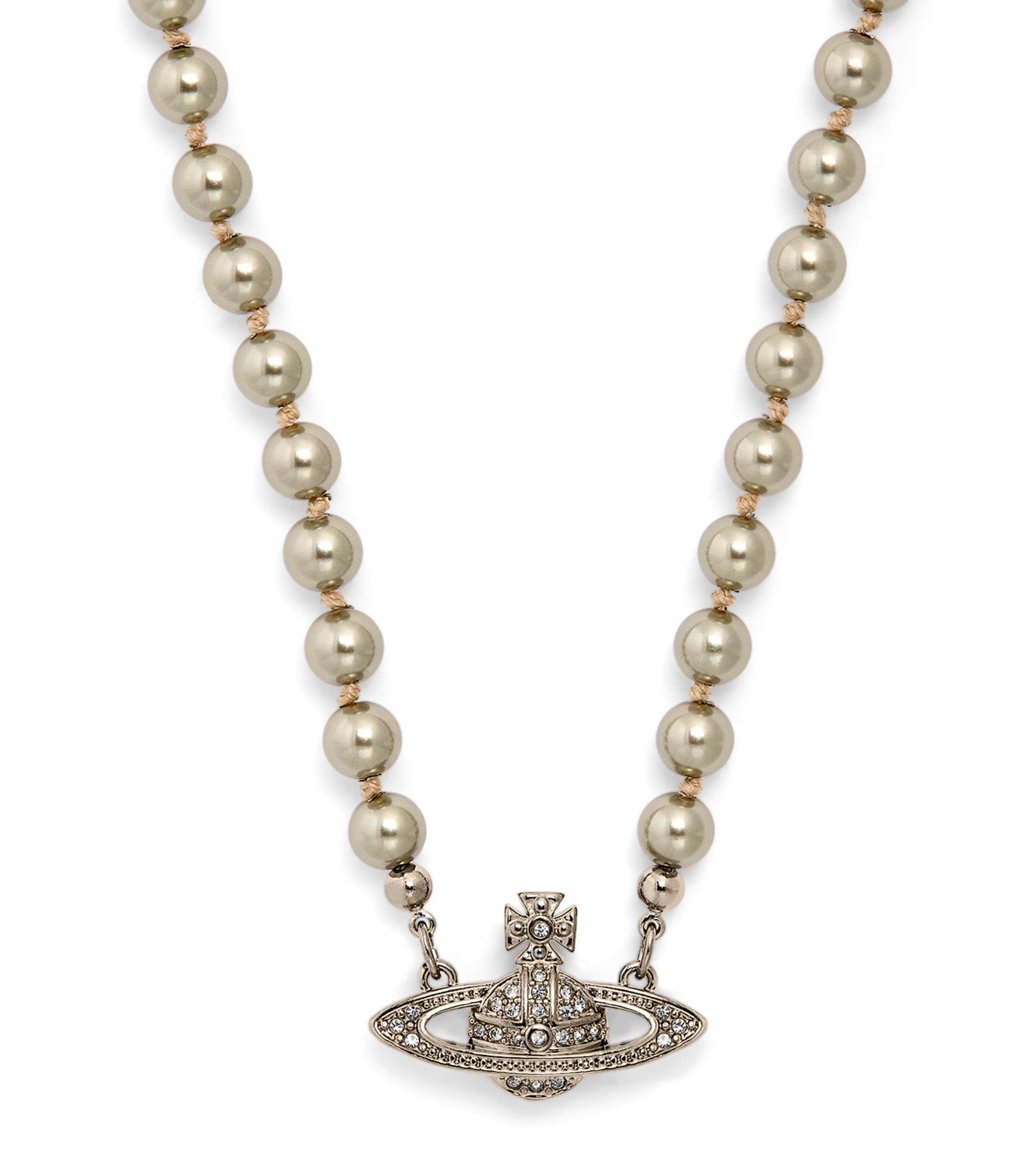 ★正規品【Vivieen Westwood 】MINI BAS RELIEF PEARLネックレス MAN MINI BAS RELIEF PEARL ネックレス(シルバー)（メンズ