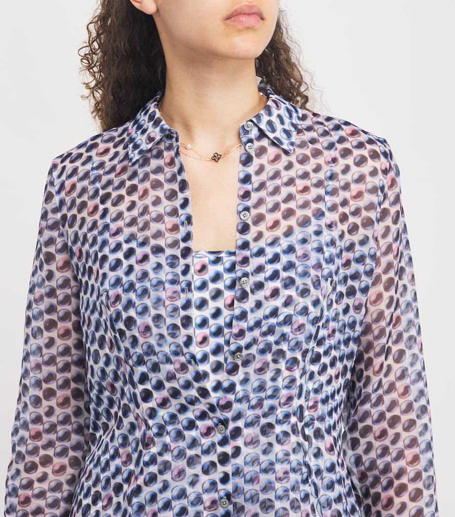 Silk Organza Graphic Print Shirt Dress 414 BLUE CANDY DOT Image 4