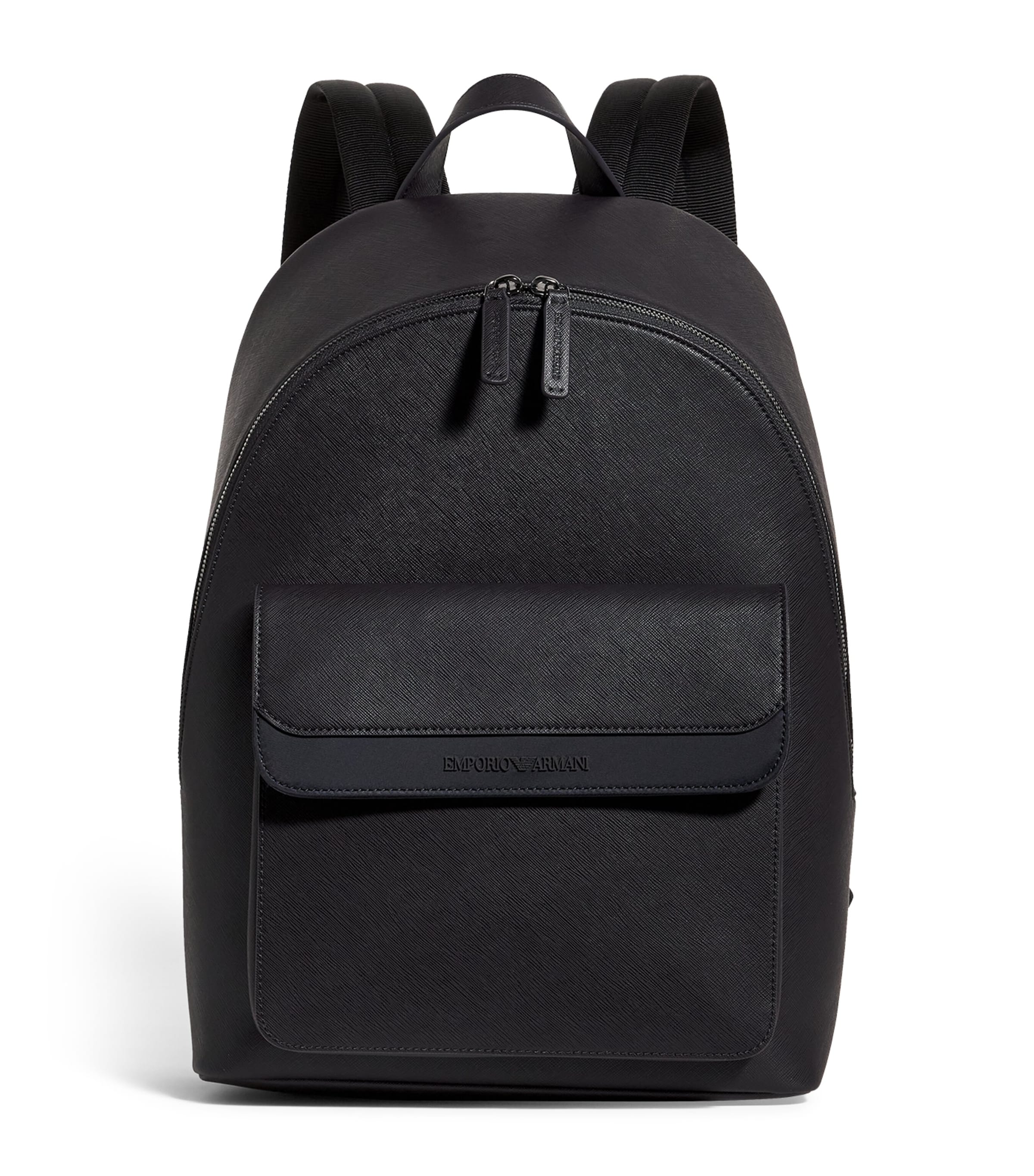 Shop Emporio Armani Faux Leather Backpack In Blue