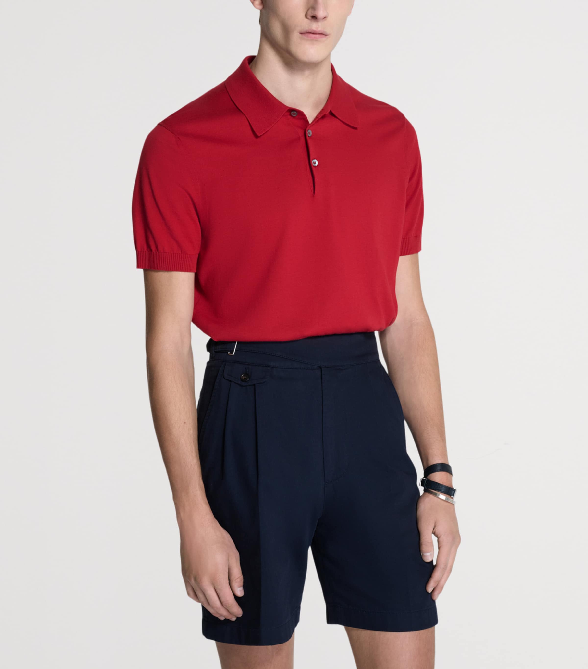 Dunhill Mens Cotton-Mulberry Silk Polo Shirt Image 4