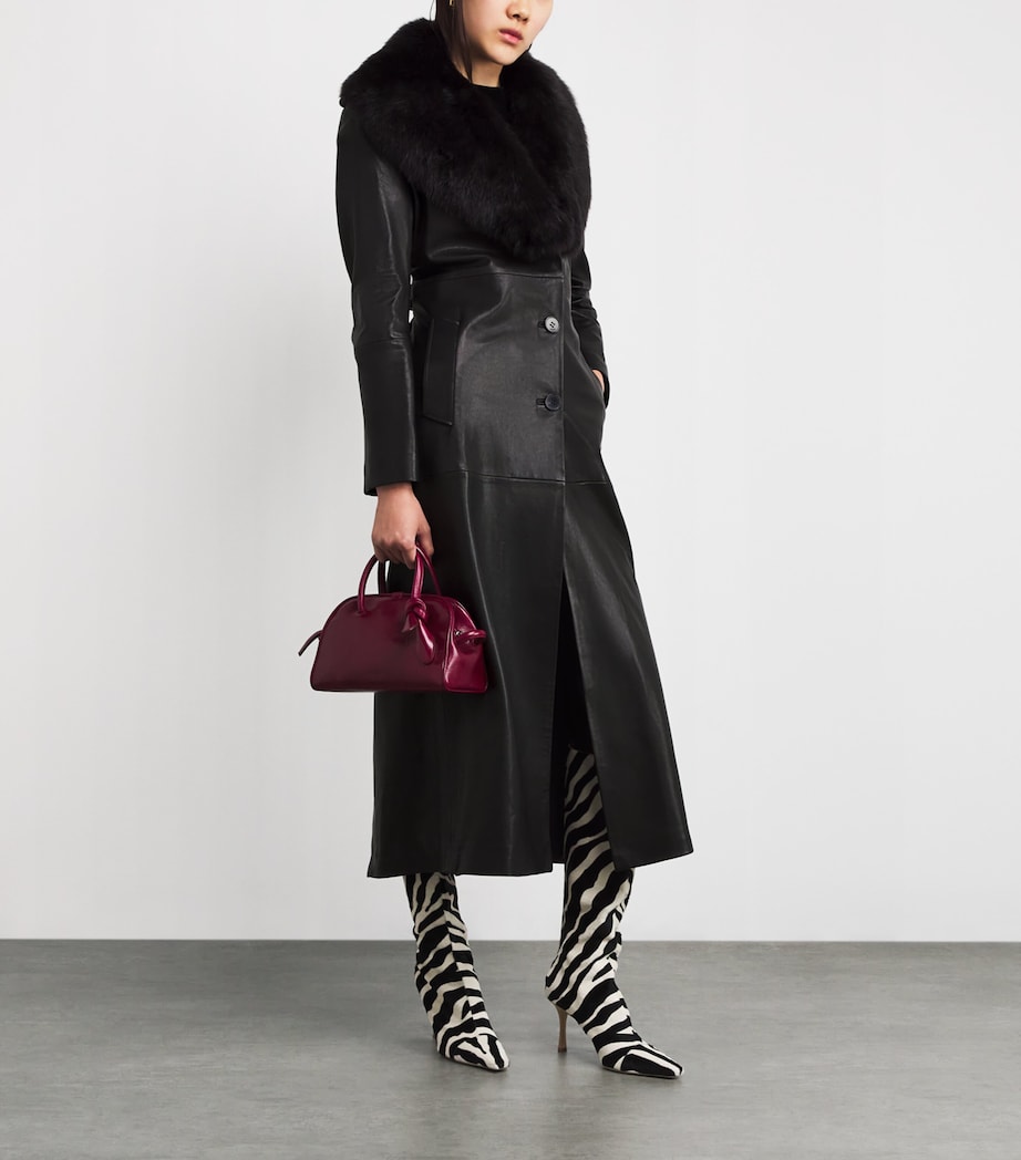 Shearling-Collar Dakota Leather Coat BLACK ESPRESSO Image 2