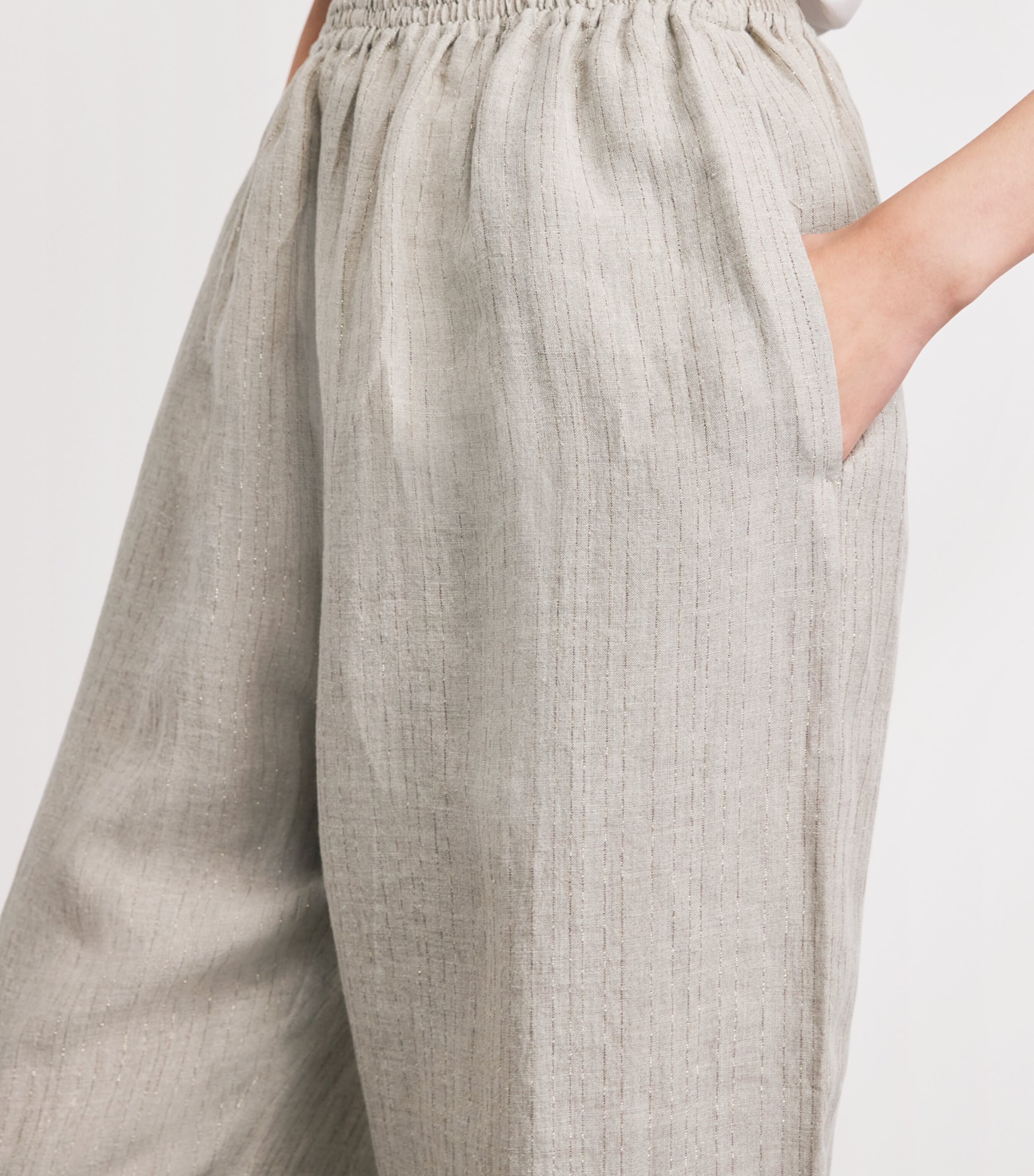 Eskandar Womens Linen-Blend Japanese Trousers Natural Image 3